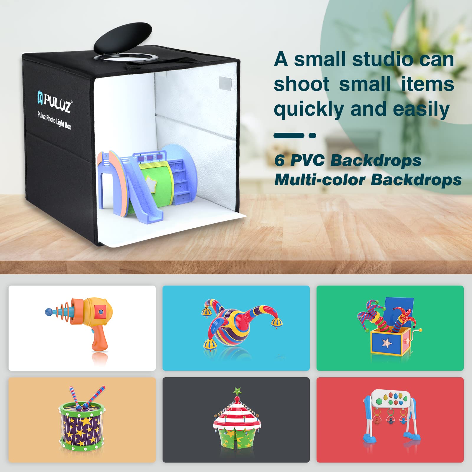 Photo Studio Box, Puluz Mini Folding Lightbox Led Ring Light Portable Photo Studio Photography Shooting Tent Box Kit 6 Colors Ba