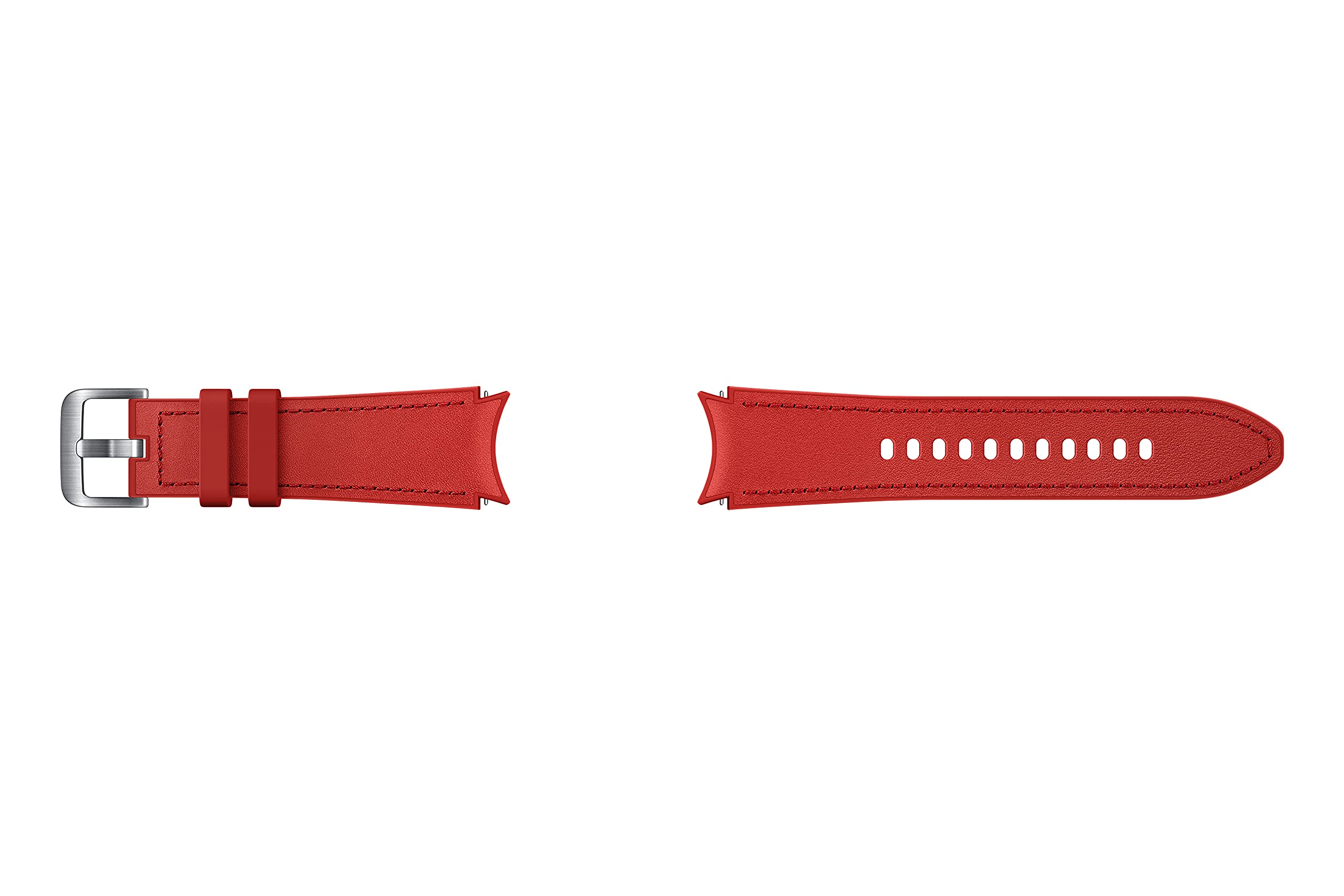 Samsung Hybrid Leather Silicone Watch Band Strap Small/Medium, For Galaxy Watch 4 And Galaxy Watch 4 Classic (Us Version),Red