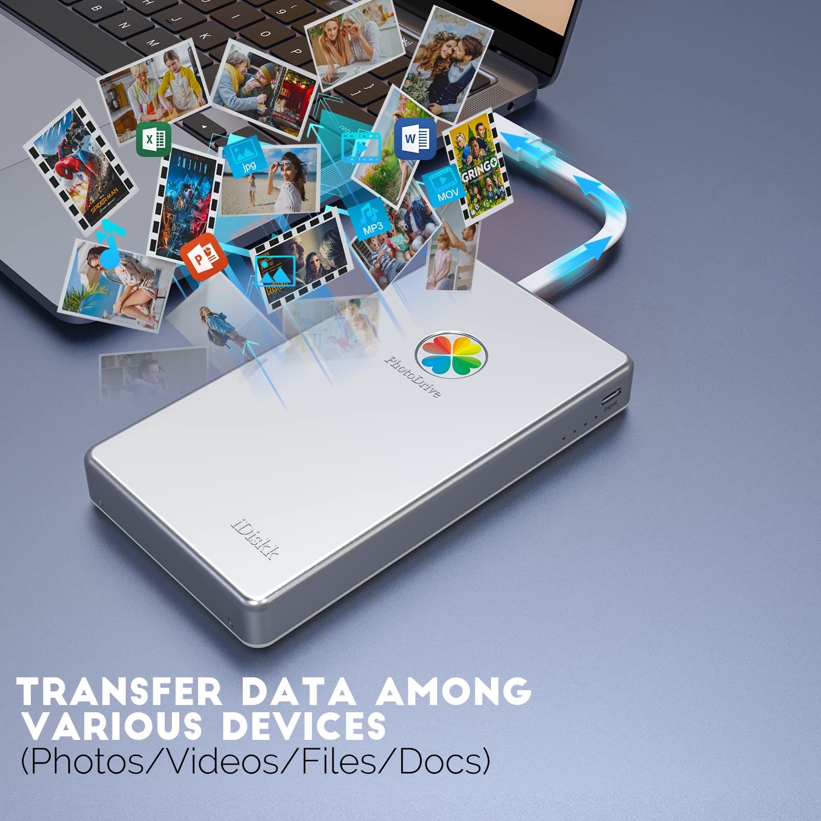 Idiskk 2Tb App Le Certified External Hard Drive For Iphone 16,15 & Ipad Android Mobile 2Tb Photo Stick,Macbook And Pc, Photo Storage Phone Drive To Bacukp Photos/Videos,Files For Iphone14/13/12/11/X