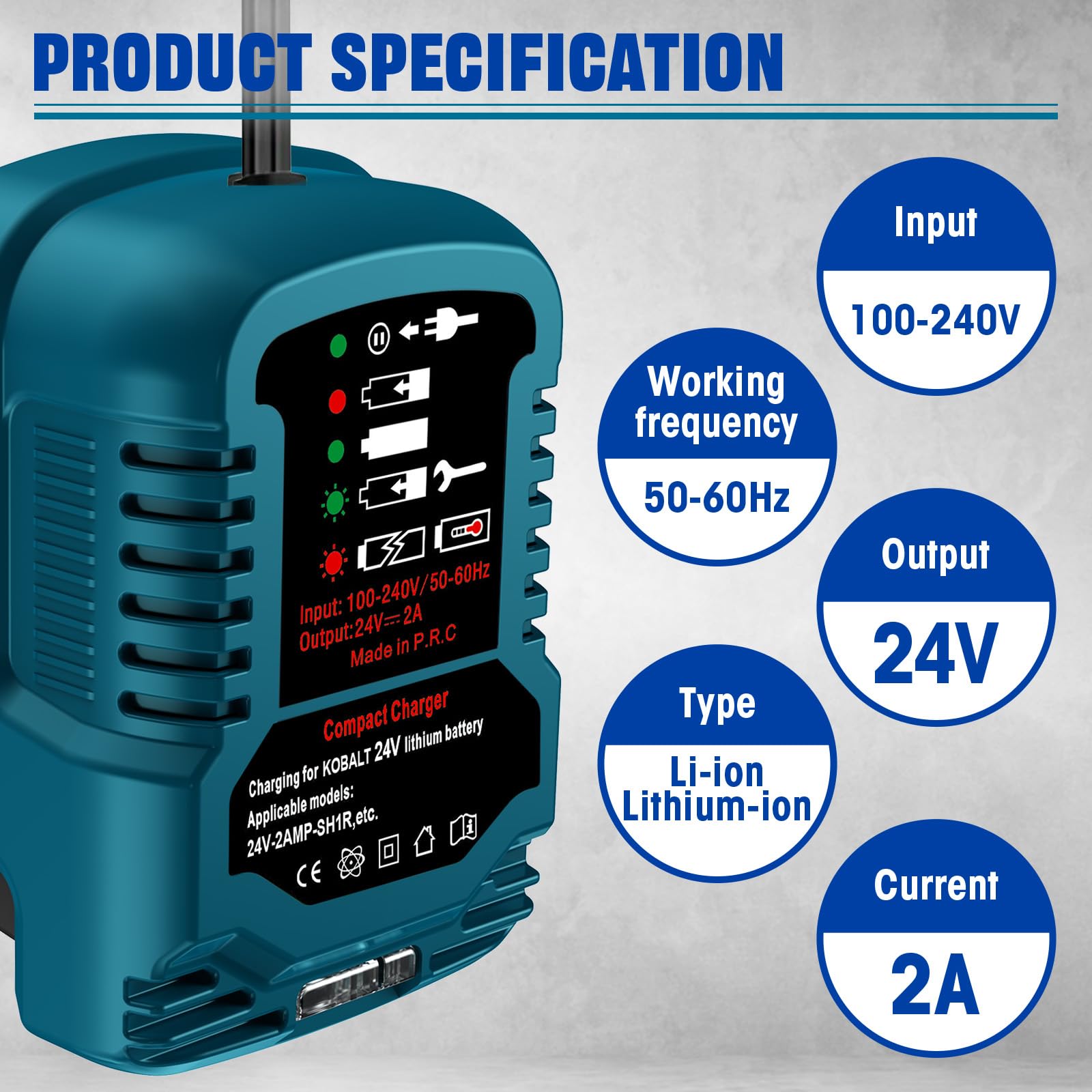 URUN Fast Charger for Kobalt 24V Max Batteries - Compatible with KB624-03, KB524-03, KB424-03, KB224-03 Series Power Tools