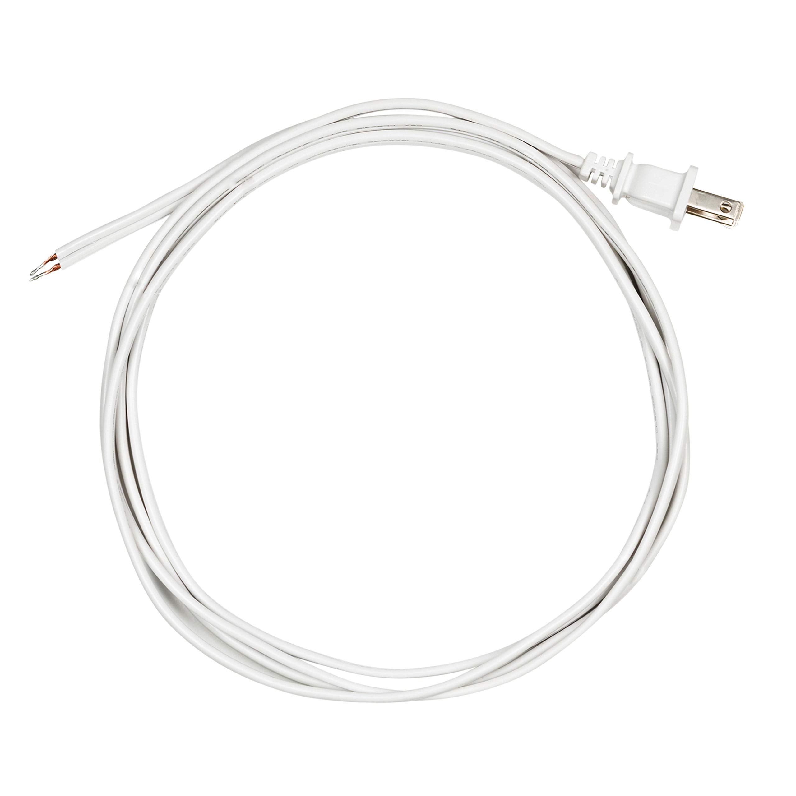 Ge Power Gear 8 Ft Lamp Cord, Polarized Molded Plug, 2 Prong, Diy Repair/Replacement, Ul Listed, White, 54475