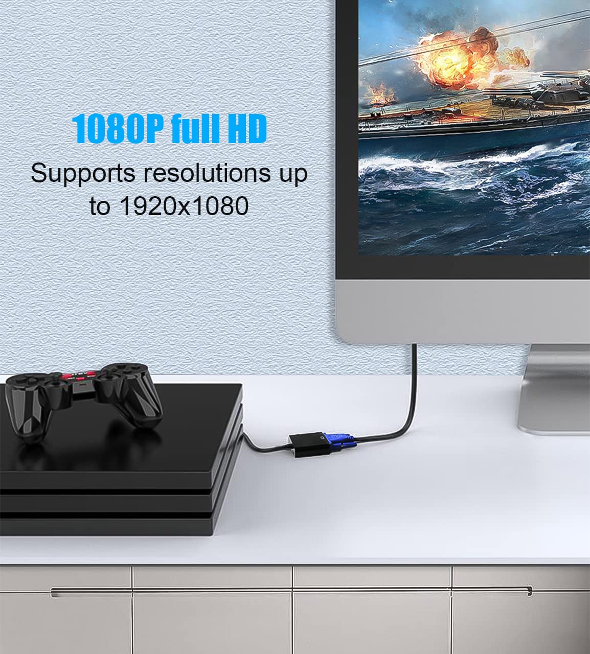 Qingler Hdmi To Vga, Gold Plated Hdmi To Vga Adapter (Male To Female) For Computer, Desktop, Laptop, Pc, Monitor, Projector, Hdt