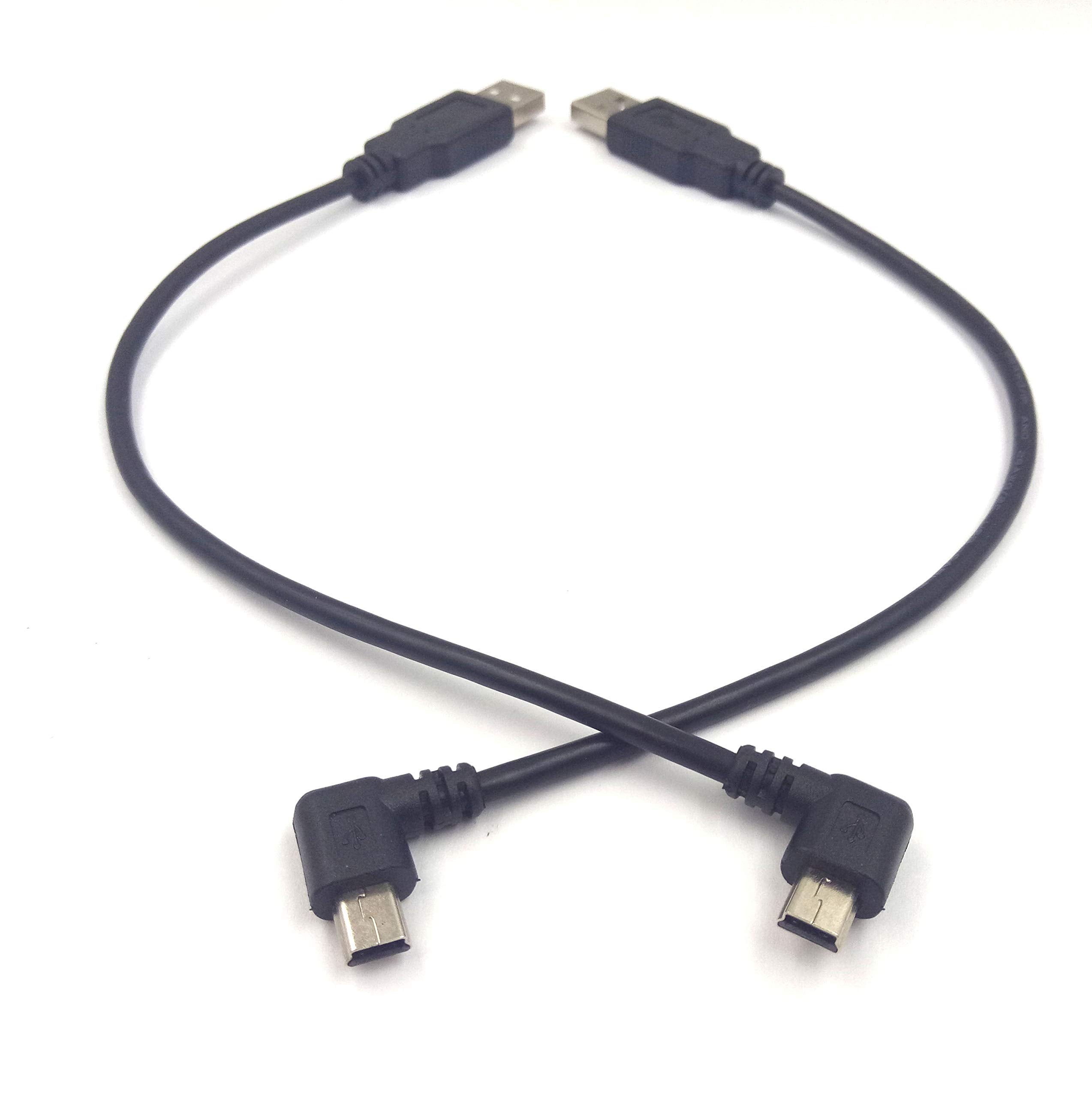 (1 Set) Mini Usb Cable, Haokiang 8 Inch Usb 2.0 Male To Mini Usb 90 Degree Angled Male Charging Cable Cord   Black (Left/Right)