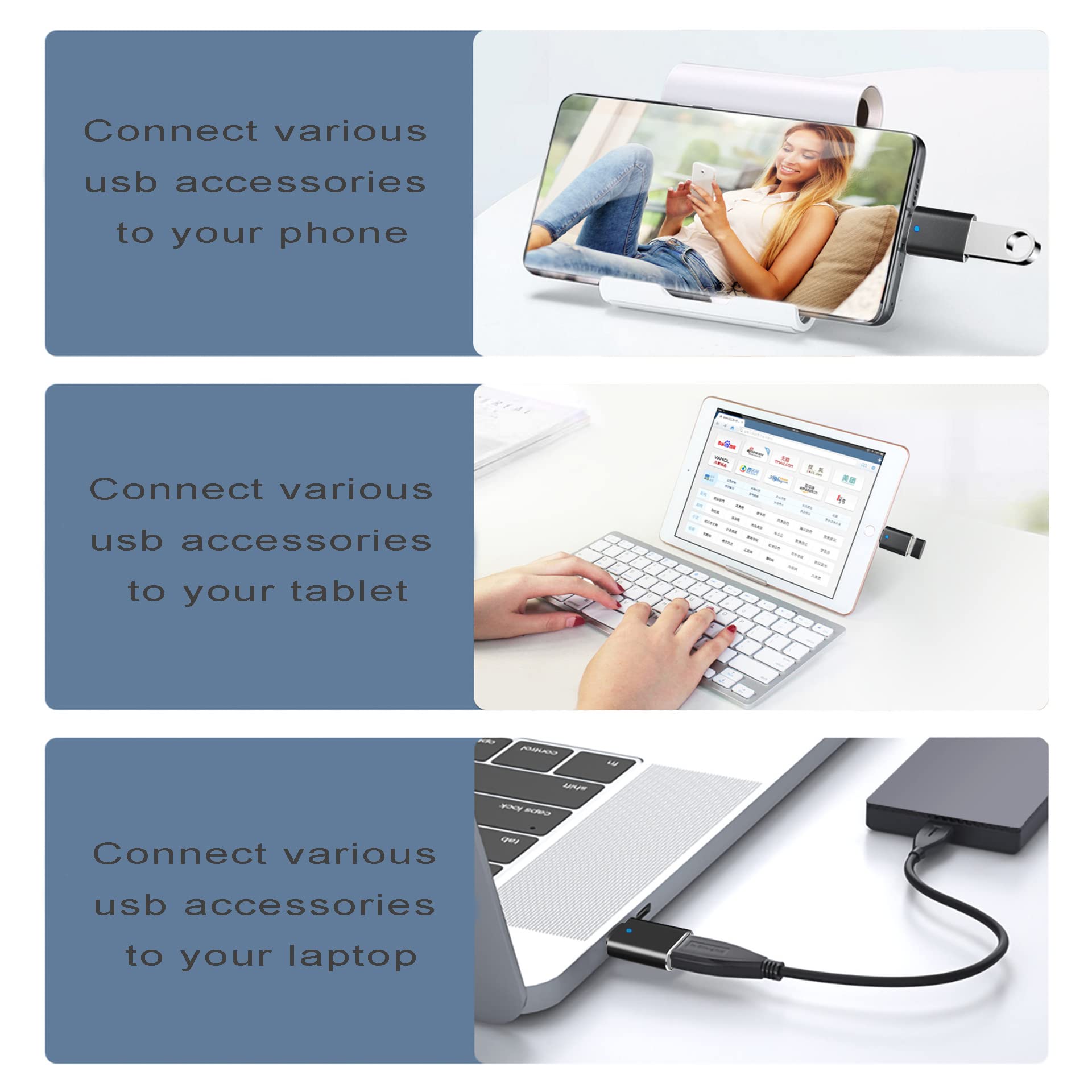 Mindorlen Usb C To Usb Adapter 3.1 Gen 2, 10Gbps Usb To Usb C Adapter, Usb C Male To Usb 3.0 A Female Usb 3.2 Type C Otg Converter For Macbook Pro Laptop Pc Imac Ipad Air