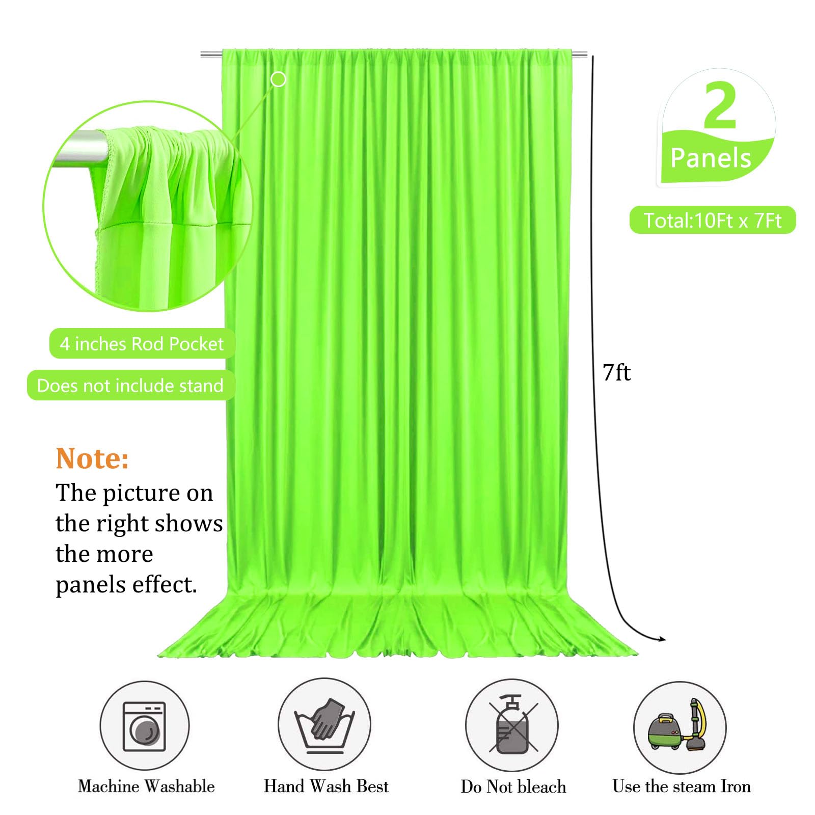 10 X 7 Feet Light Green A Backdrop Curtain For Partie, Background Curtains For Photoshoot, Birthday, Wedding, Halloween, Thanksg