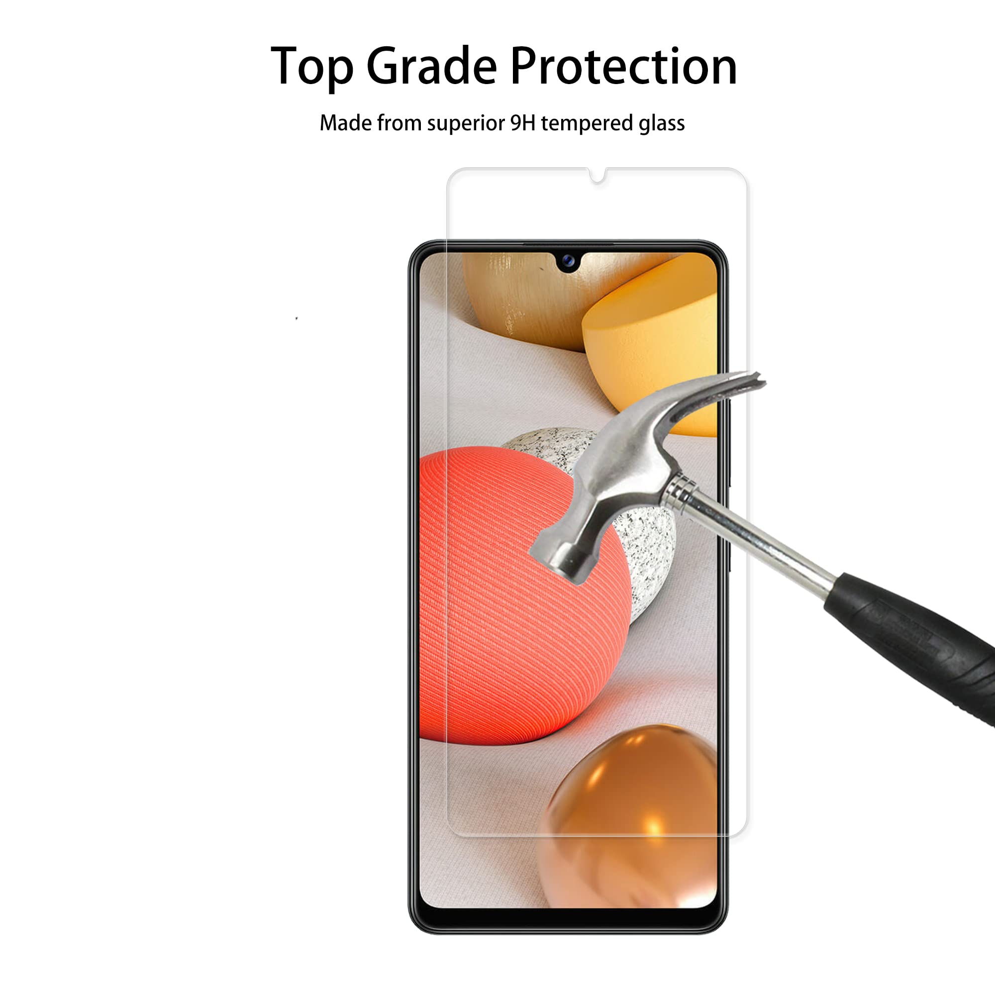 Hkkais Designed For Samsung Galaxy A42 5G Tempered Glass Screen Protector 2 Pack Camera Lens Protector Film 2 Pack