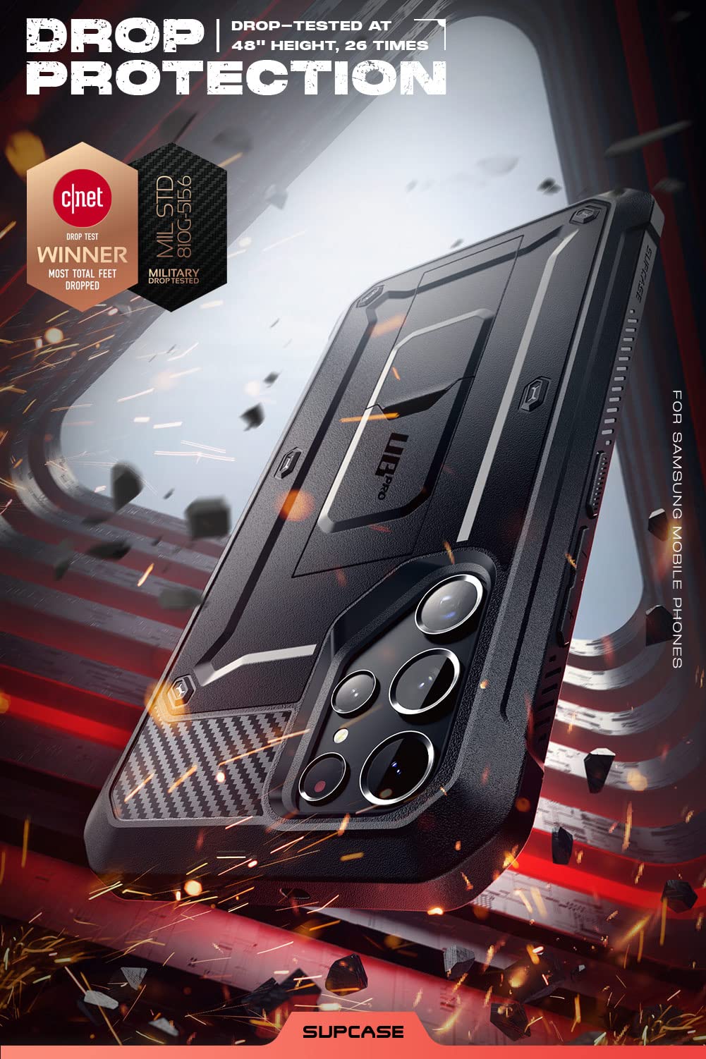 Supcase Unicorn Beetle Pro Series Case For Samsung Galaxy S22 Ultra 5G (2022 Release), Full-Body Dual Layer Rugged Belt-Clip & K