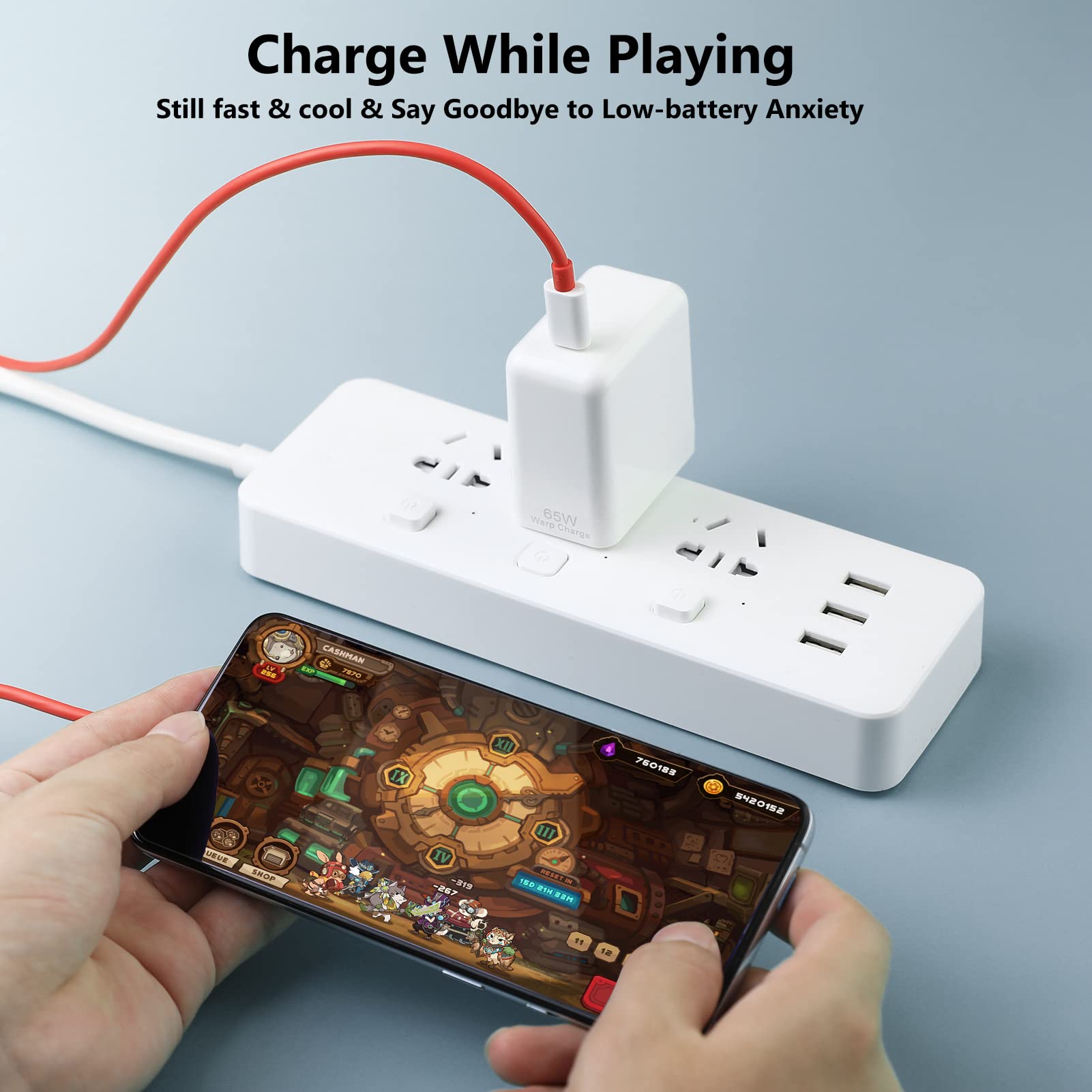 65W Warp Charger For Oneplus 10 Pro/10R/9 Pro/9/8T/Nord 2T/9R/9Rt, Super Fast Usb C Warp65 Charger Block Replacement, 10V 6.5A R