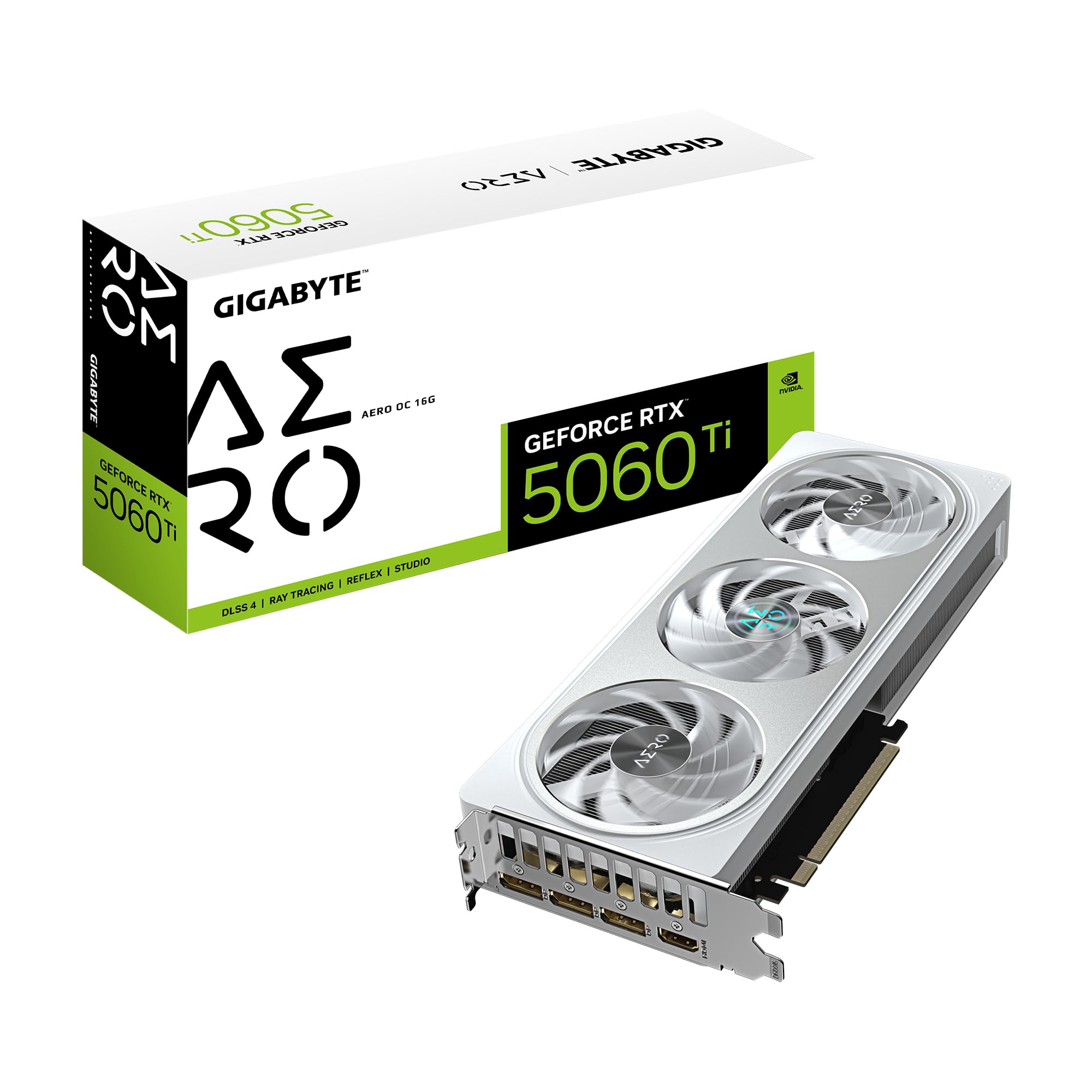 Gigabyte GeForce RTX 5060 Ti AERO OC 16G Graphics Card - 16GB GDDR7, 128bit, PCI-E 5.0, 2647MHz Core Clock, 3 x DisplayPort, 1 x