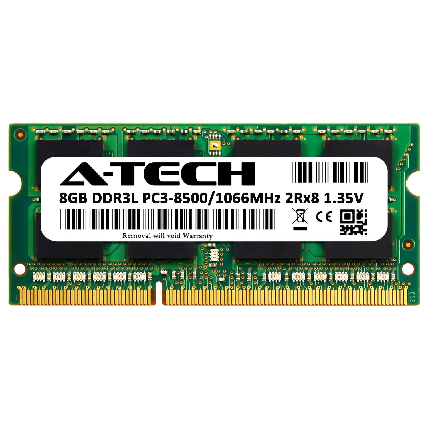 A Tech 8Gb Ddr3/Ddr3L 1066Mhz Pc3L 8500 (Pc3 8500) Cl7 Sodimm 2Rx8 1.35V 204 Pin Non Ecc So Dimm Laptop, Notebook Ram Memory Mod