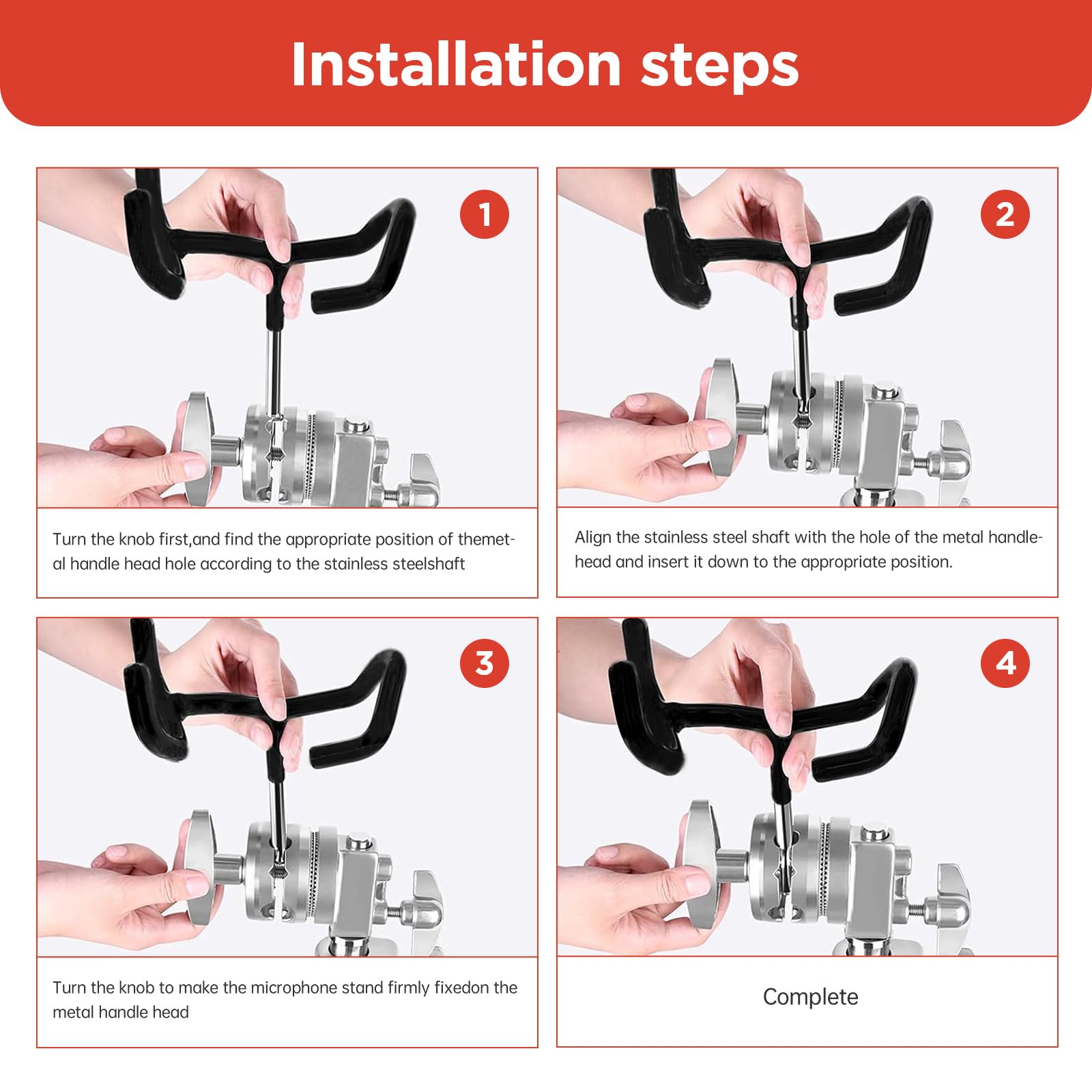 Metal Microphone Boom Pole Support Holder For C-Stands And Mic Stands,Non-Slip Matte Cradle Mount For Mic And Audio Equipment Fi