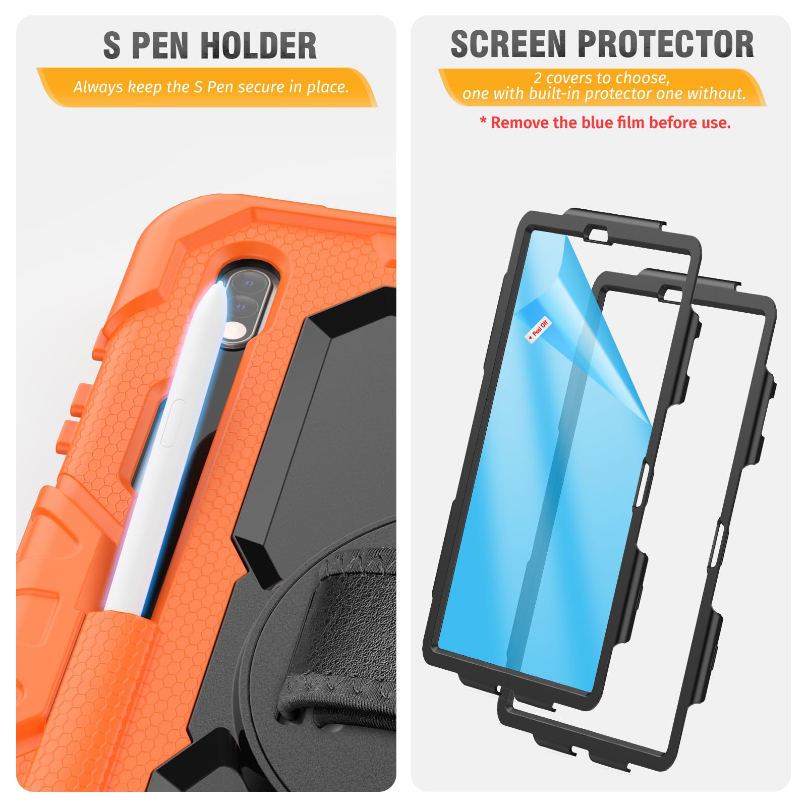 Hxcaseac Case For Samsung Galaxy Tab S7 Fe 5G 12.4 Inch, Protective With Screen Protector/Hand Strap/S Pen Holder, Heavy Duty De