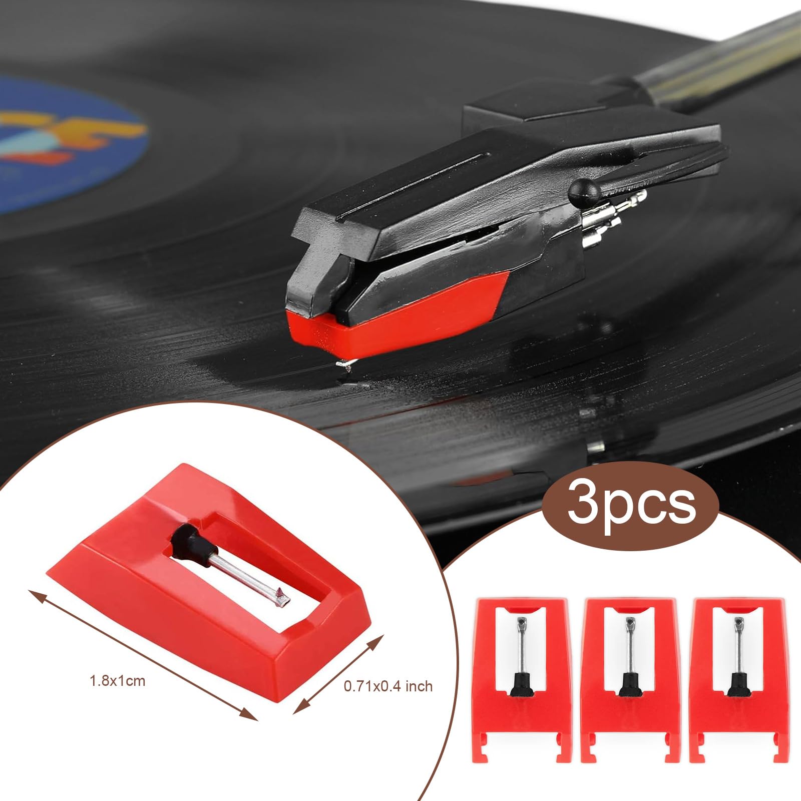 Record Player Needle, 3Pcs Turntable Replacement Needles Record Player Needle Replacement For Vinyl Record Player, Diamond Stylu