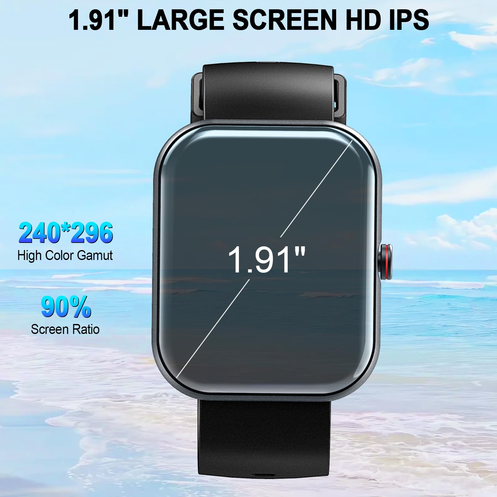 Ganopterygon Smart Watch For Men & Women, 1.91 '' Fitness Tracker With Answer/Make Calls, Ip68 Waterproof, 110+ Sports Modes, He