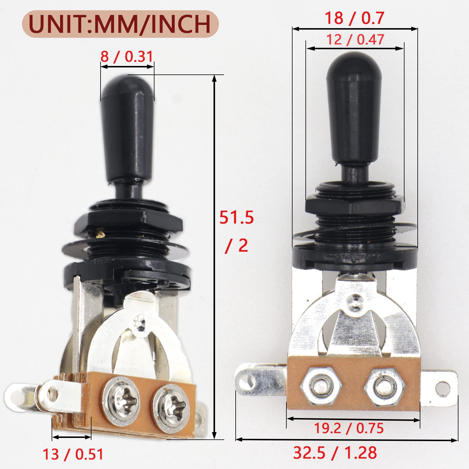 Cheerock 2Pcs Electric Guitar 3 Way Toggle Switch, Guitar Pickup Switch, Guitar Selector Switch, Electric Guitar 3 Way Toggle Se