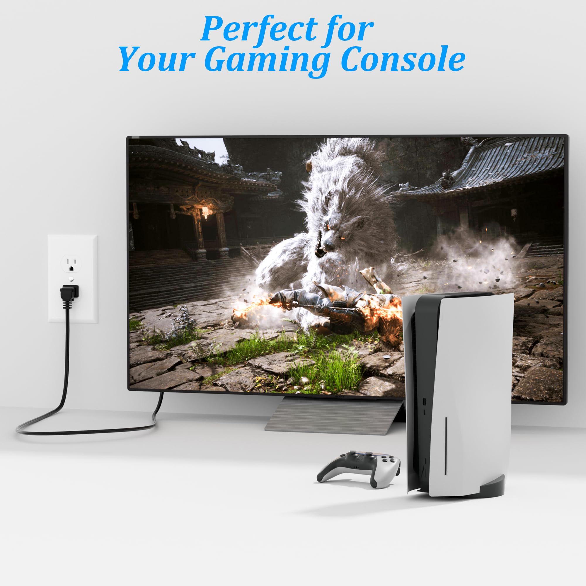 2 Slot Non Polarized Right Angle Power Cord 15 Ft, Nema 1 15P To Iec C7 90 Degree Ac Power Cable, Universal (Figure 8) Power Sup