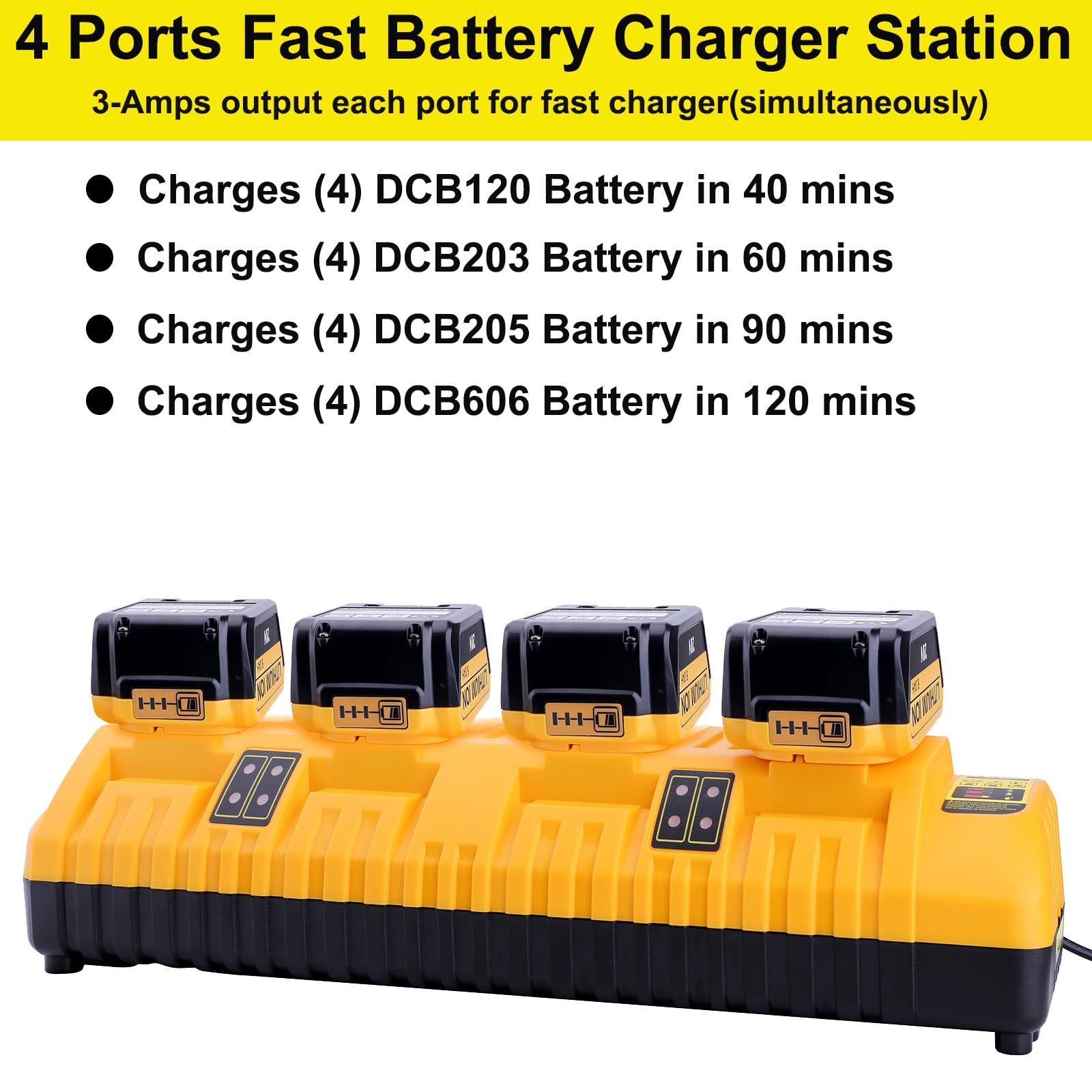 Replacement For 12V 20V Max Battery Charger Station Dcb104, Compatible With Dcb124 Dcb126 Dcb200 Dcb203 Dcb204 Dcb206 Dcb230