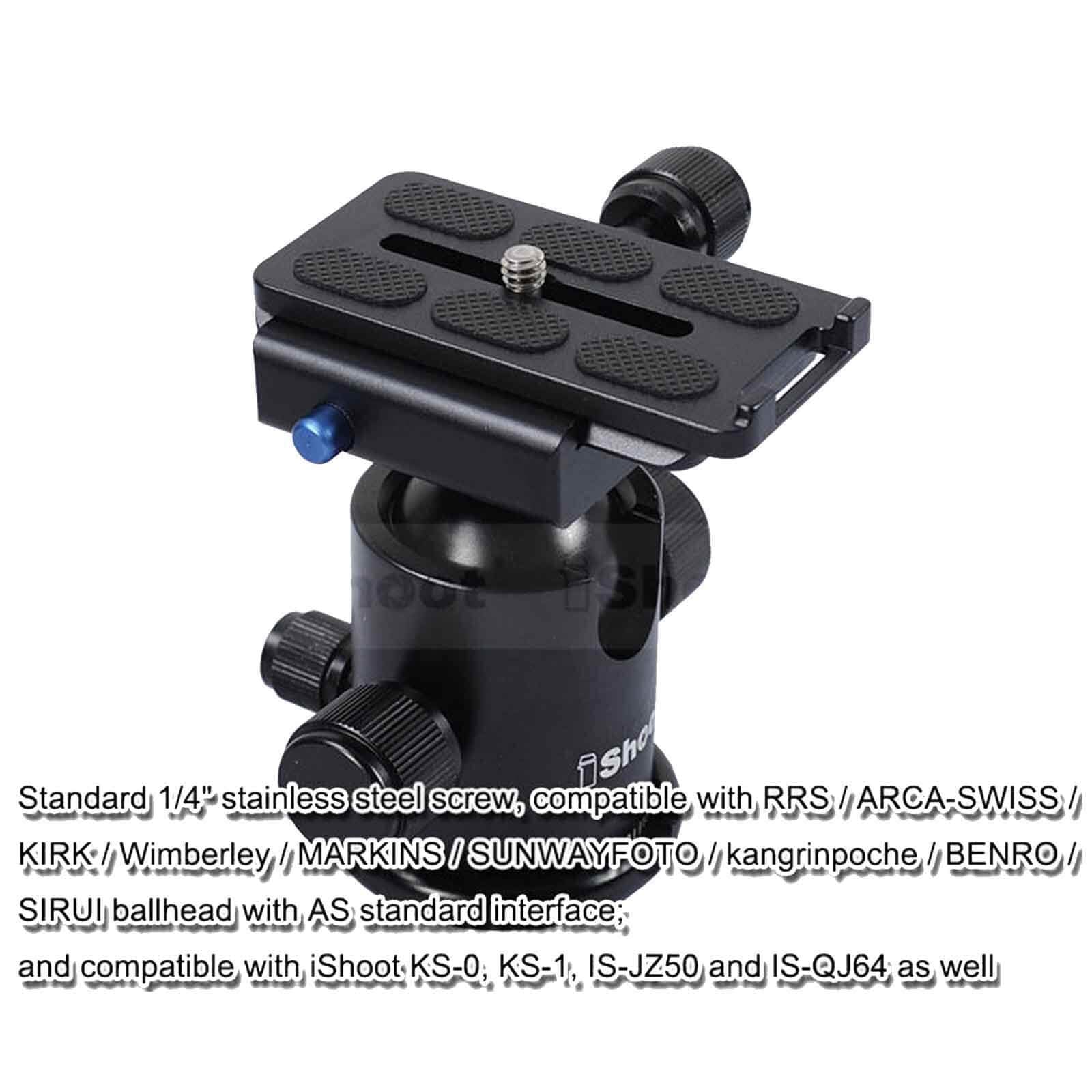 Ishoot All Metal 80Mm Camera Quick Release Plate Qs 80 With 1/4'' Screw Compatible With Arca Swiss Fit Tripod Ball Head Panning