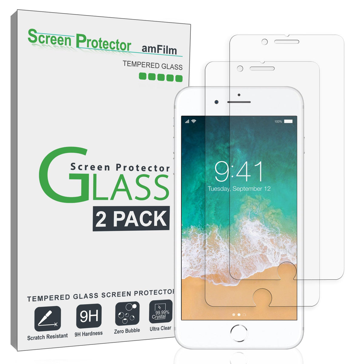 Amfilm Essential Screen Protector For Apple Iphone Se 3 Se2, Iphone 8, Iphone 7, Iphone 6S Iphone 6 4.7'', Premium 9H+ Tempered