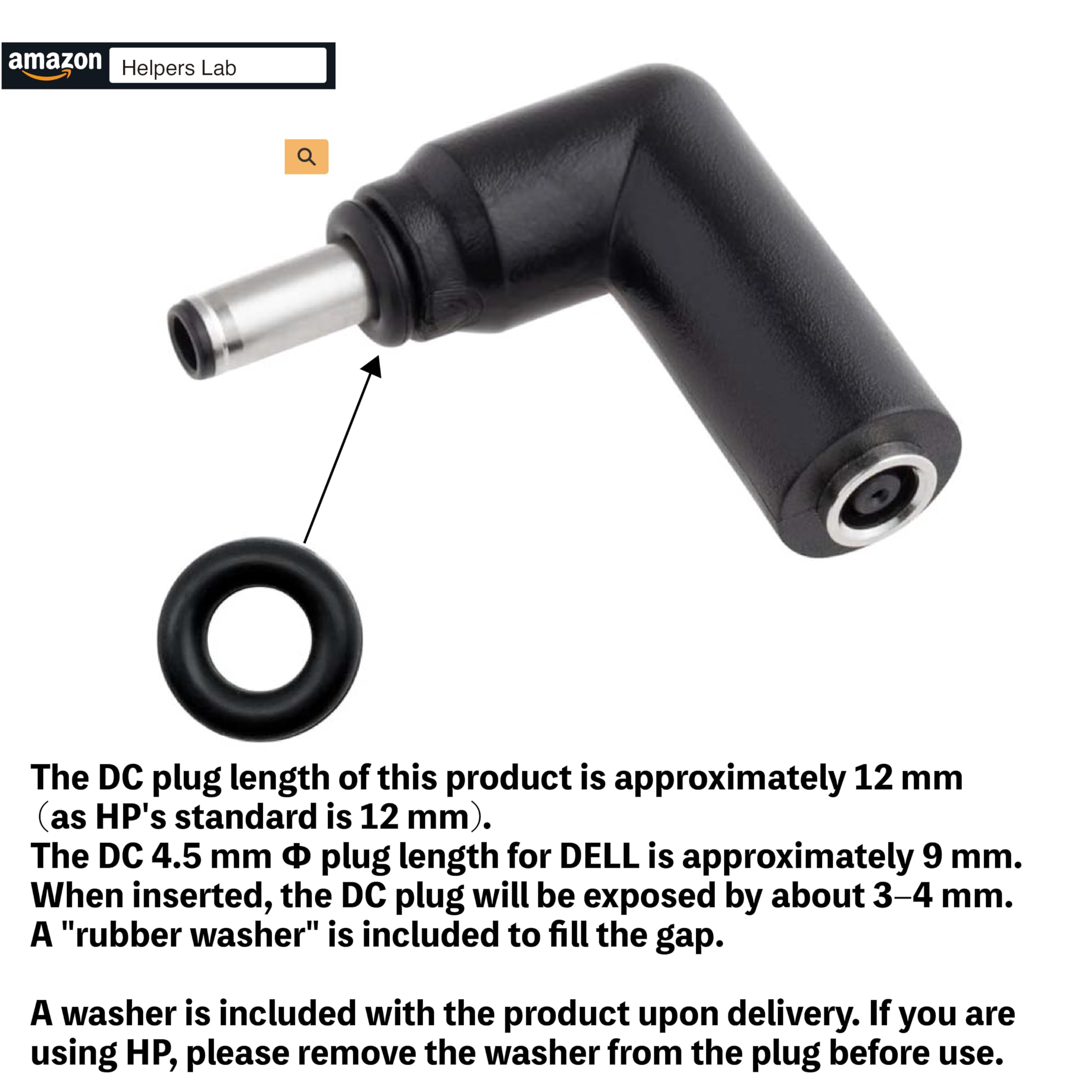 Helpers Lab 4.5 X 3.0 Mm Right Angle 90 Degree Power Adapter Connector Converter For Dell Latitude; Xps; Vostro Laptop Ac Charge