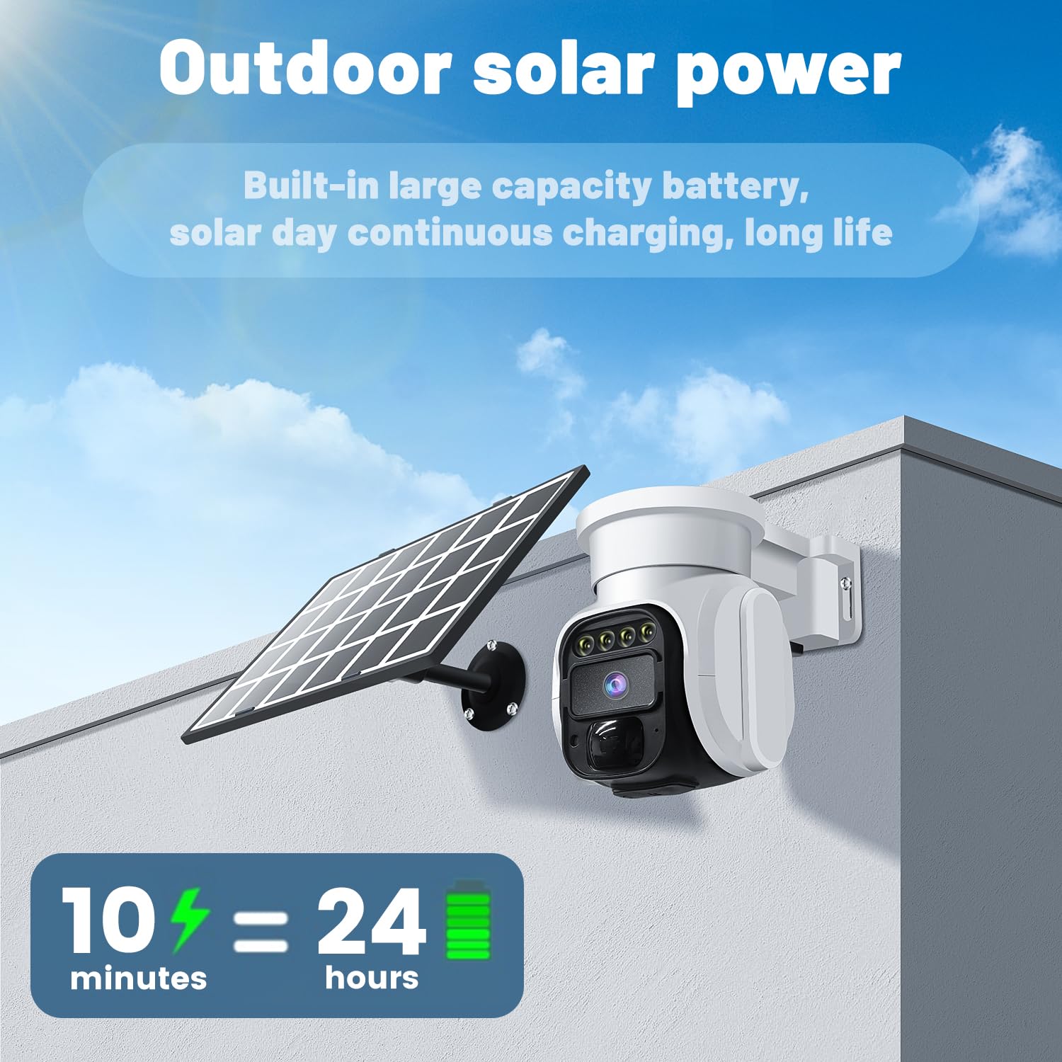 Runofast 4G Lte Cellular Security Camera,No Wifi Solar Powered Camera Outdoor,Pan Tilt,2K Hd Night Vision,2 Way Talk,Motion Dete