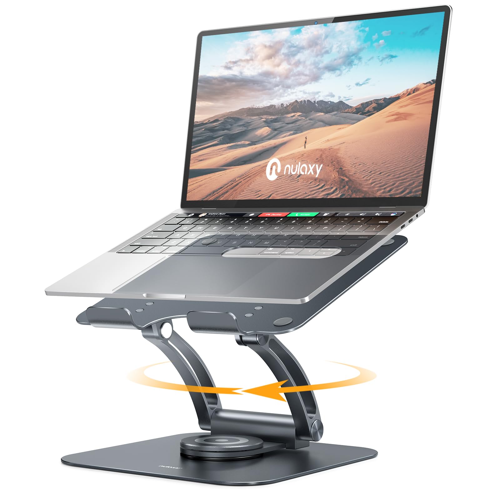Nulaxy 360� Rotating Laptop Stand For Desk, Ergonomic Notebook Riser With Adjustable Swivel Base Foldable Computer Holder Portable Office Accessories Compatible With All 10 17' Laptops