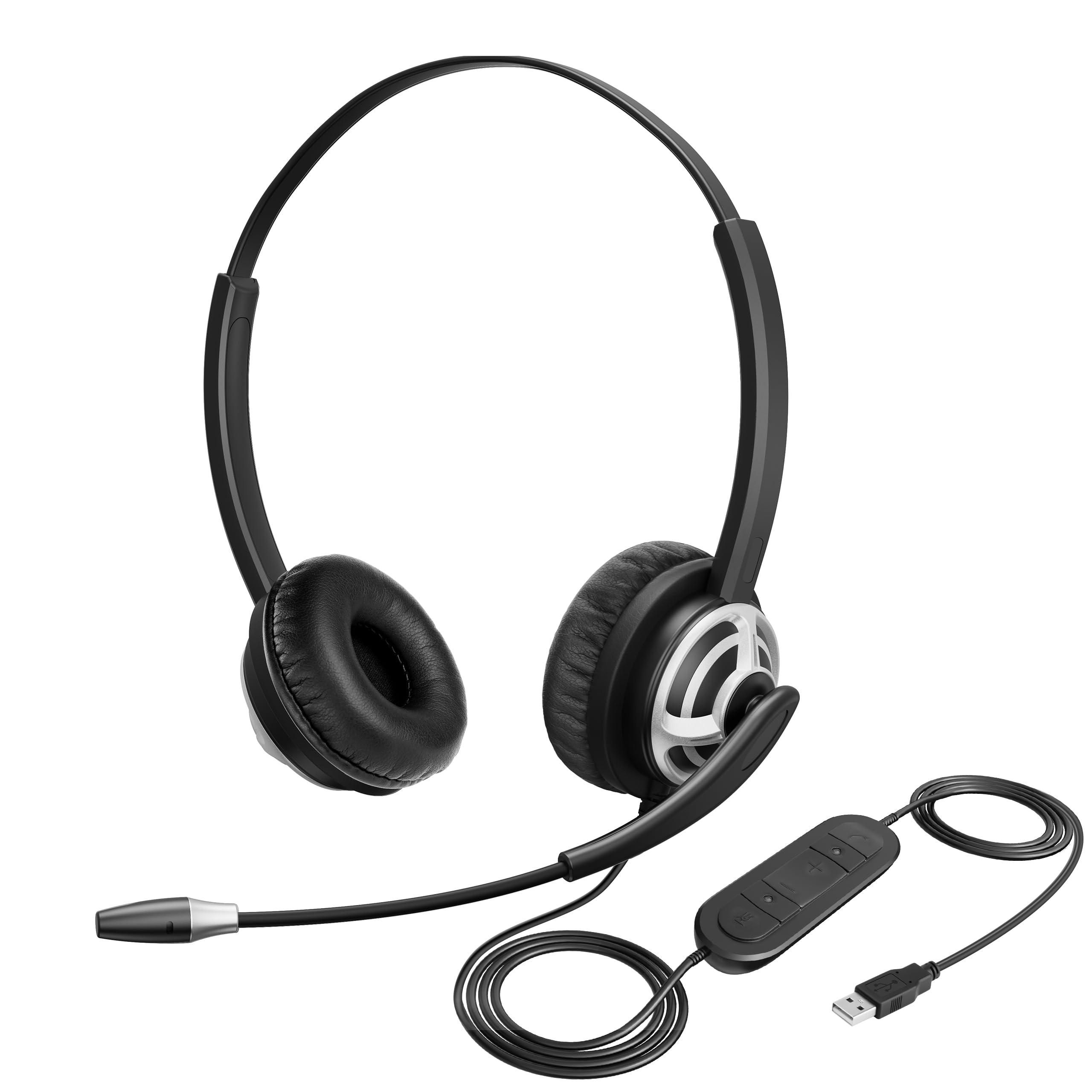 Mkj Wired Usb Headset With Microphone, Noise Cancelling Usb Headphone For Pc/Laptop, Computer Headset For Call Center & Home Office, Works With Skype, Zoom, Ms Teams, Webex Conference, Online Meeting