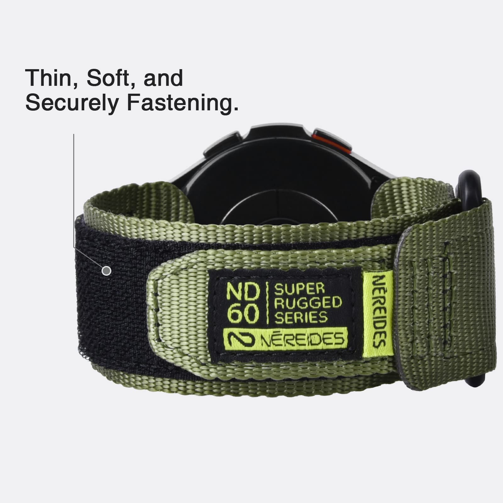 Nereides Band Compatible With Samsung Galaxy Watch 6 Classic 47Mm 43Mm/ 5 Pro 45Mm/ 6 5 4 44Mm 40Mm/ 4 Classic 46Mm 42Mm, 20Mm Rugged Nylon Woven Loop Sports Strap (L, Army Green)