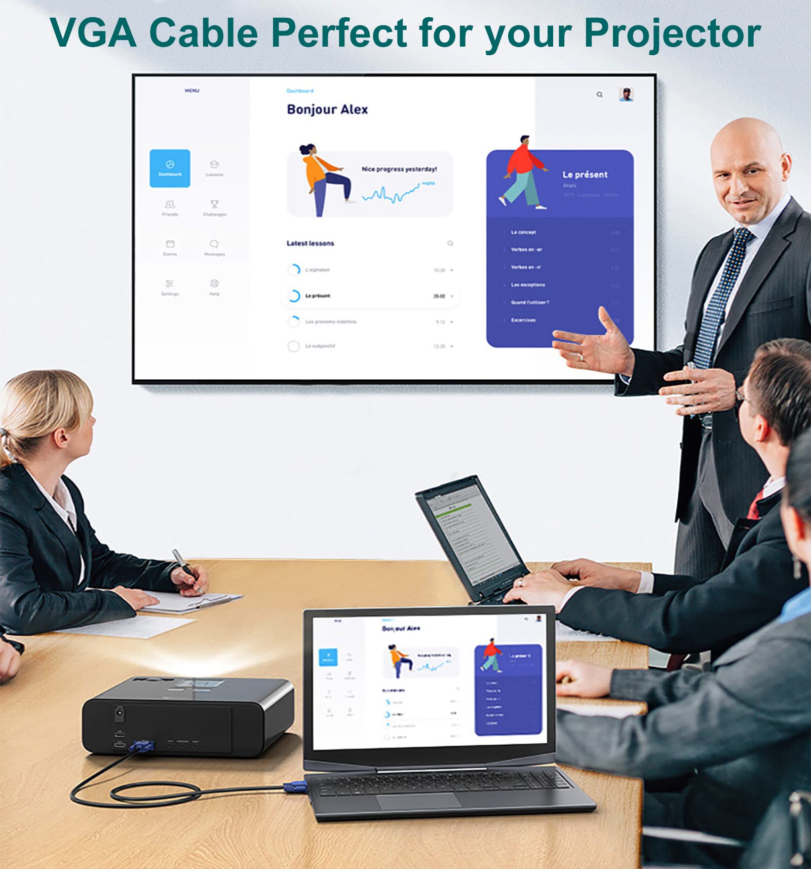 Vga Cable 2 Pack, 3Ft Vga Monitor Cable Male To Male Cord 1080P Full Hd High Resolution For Monitor Tv Computer Projector Blue