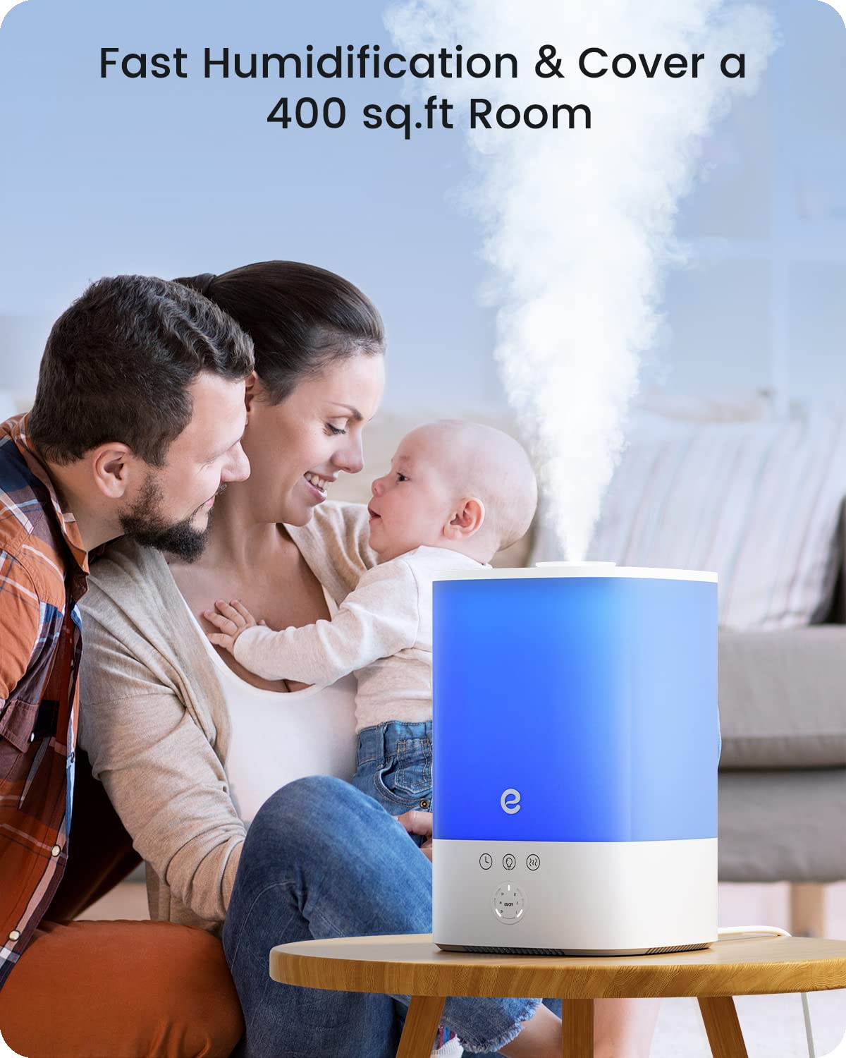 Humidifiers For Bedroom Large Room, Esemoil Smart Wifi Cool Mist Humidifiers For Baby, 3.5L Top Fill & 28Db Quiet, 40H Air Ultra