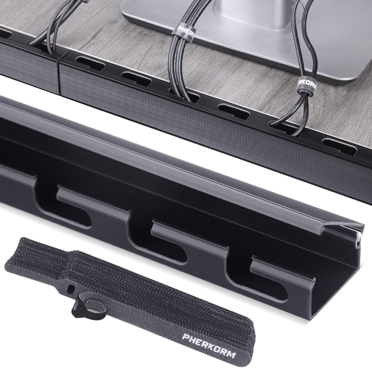 Cable Raceway Kit, Pherkorm Cable Management Under Desk, Integrated Connection Cover Cable Organizer, Cord Organizer For Hiding 