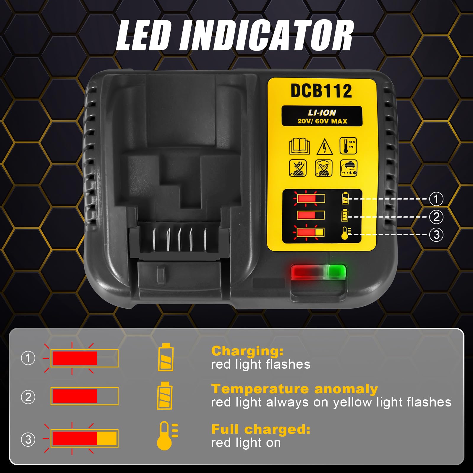Dcb112 For Dewalt Battery Charger Replacement For Dewalt 12V 20V And 60V Max Lithium Ion Battery Dcb205 Dcb112 Dcb201 Dcb200 Dcb