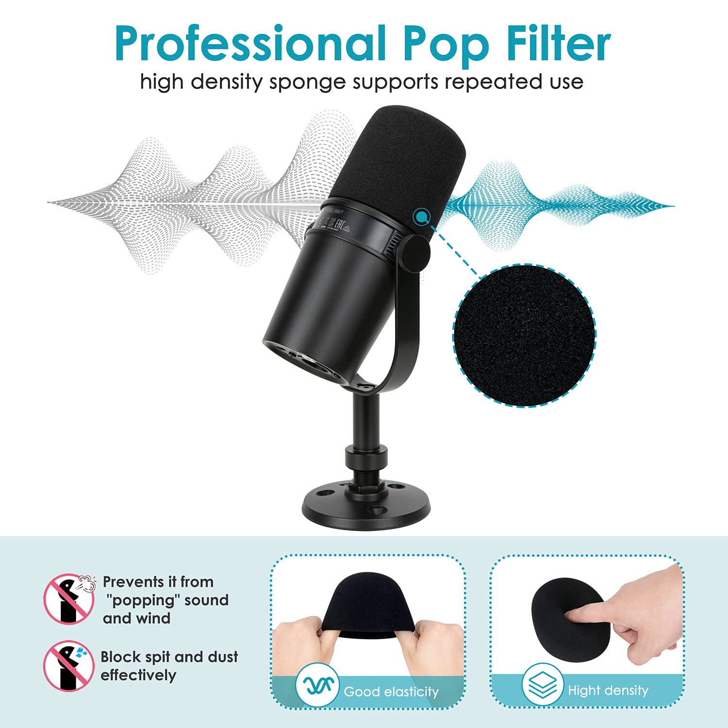 Mv7 Mv7X Mv7+ Boom Arm - Mic Arm With Foam Cover Windscreen Compatible With Shure Mv7 And Shure Mv7X And Shure Mv7+ Microphone W