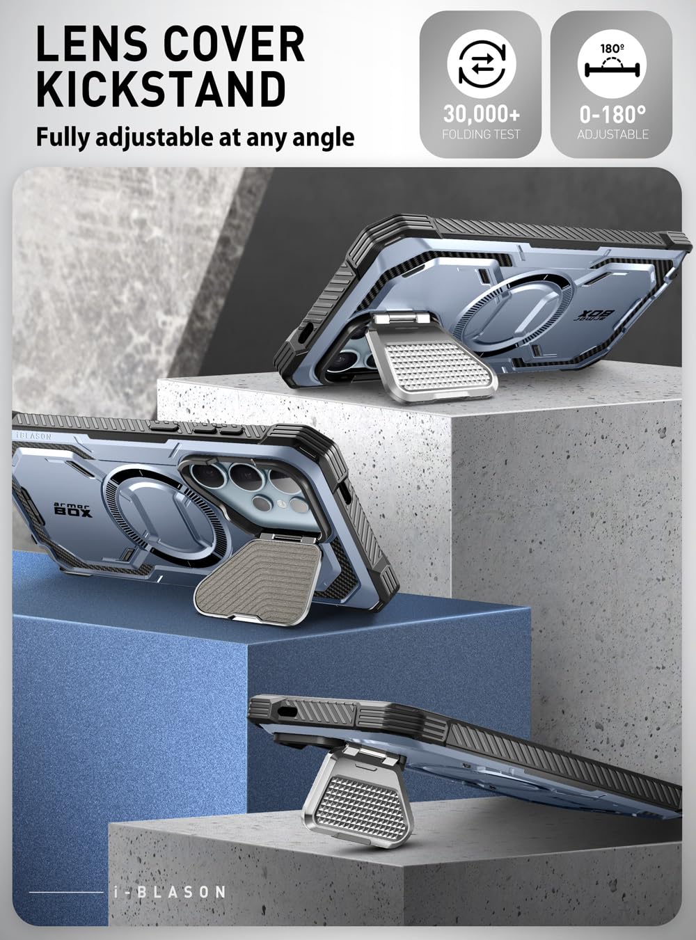 I Blason Armorbox For Samsung Galaxy S24 Ultra Case Magsafe With Camera Cover Stand [Support Wireless Charger] 360 Full Body Cas