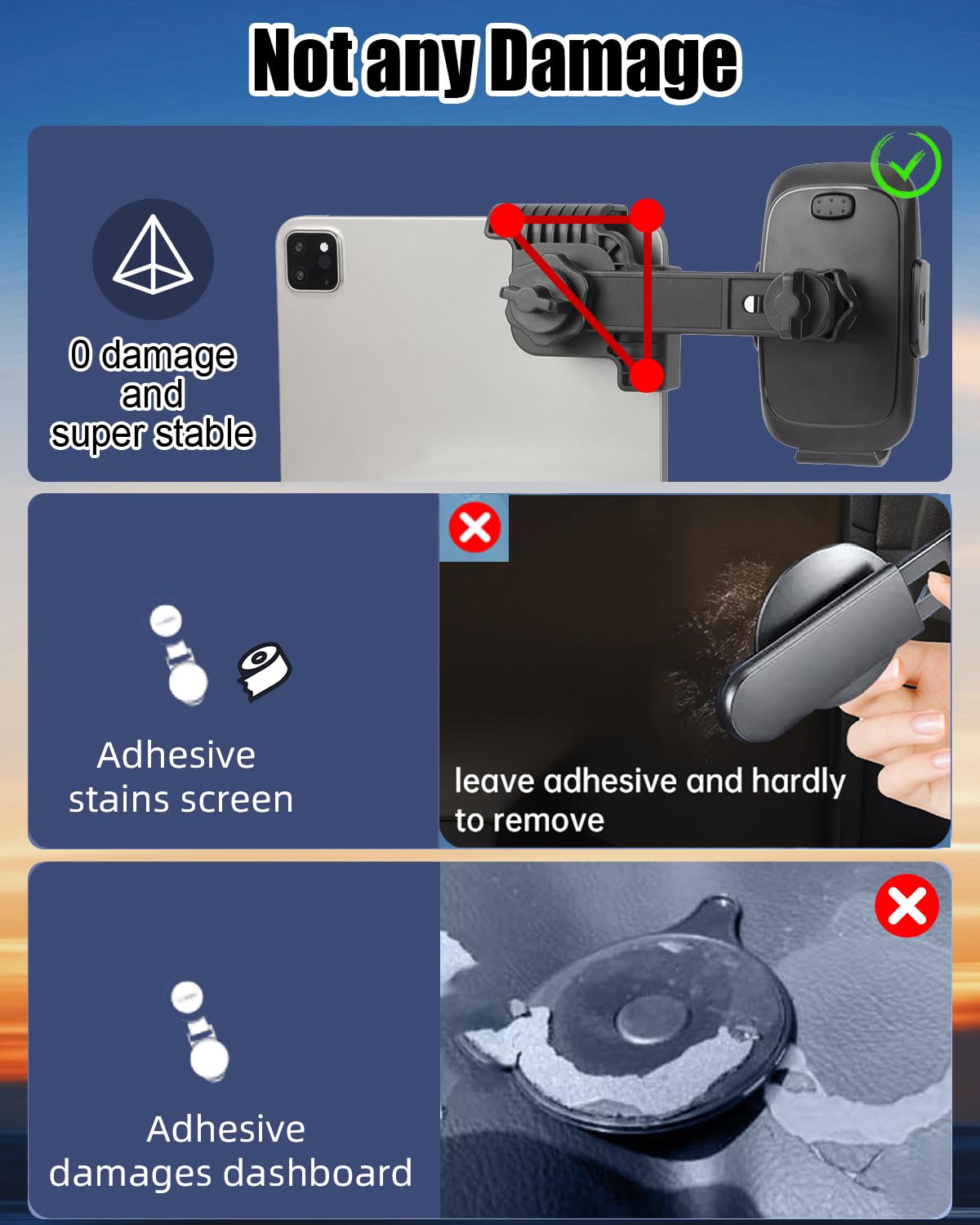 Aihiwvol For Tesla Phone Mount, No Adhesive Required For Touchscreen, Universal Car Phone Holder For Tesla Model Y/3, Adjustable