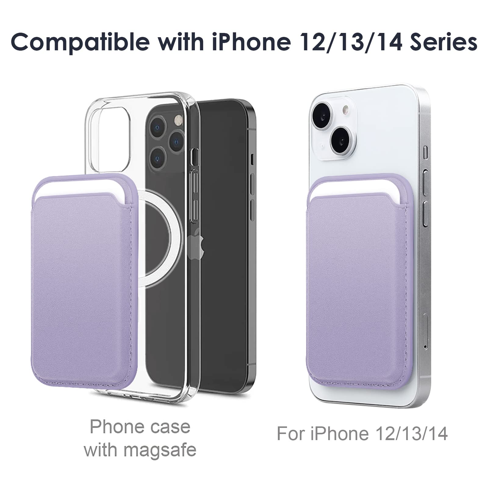 Wallfid Magsafe Wallet Leather Compatible With Iphone 15/14/13/12 Pro/Max/Plus/Mini,Rfid Card Holder With Magsafe Magnet (Purple