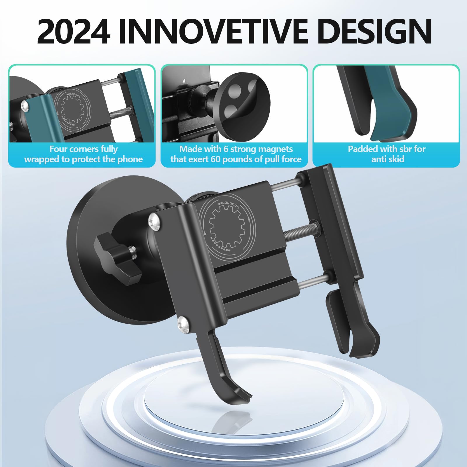 Vinkqiado Gym Magnetic Phone Holder, All Metal Magnet Base Phone Mount For Gym Equipment, Tractor, Refrigerator, Forklift, Or An