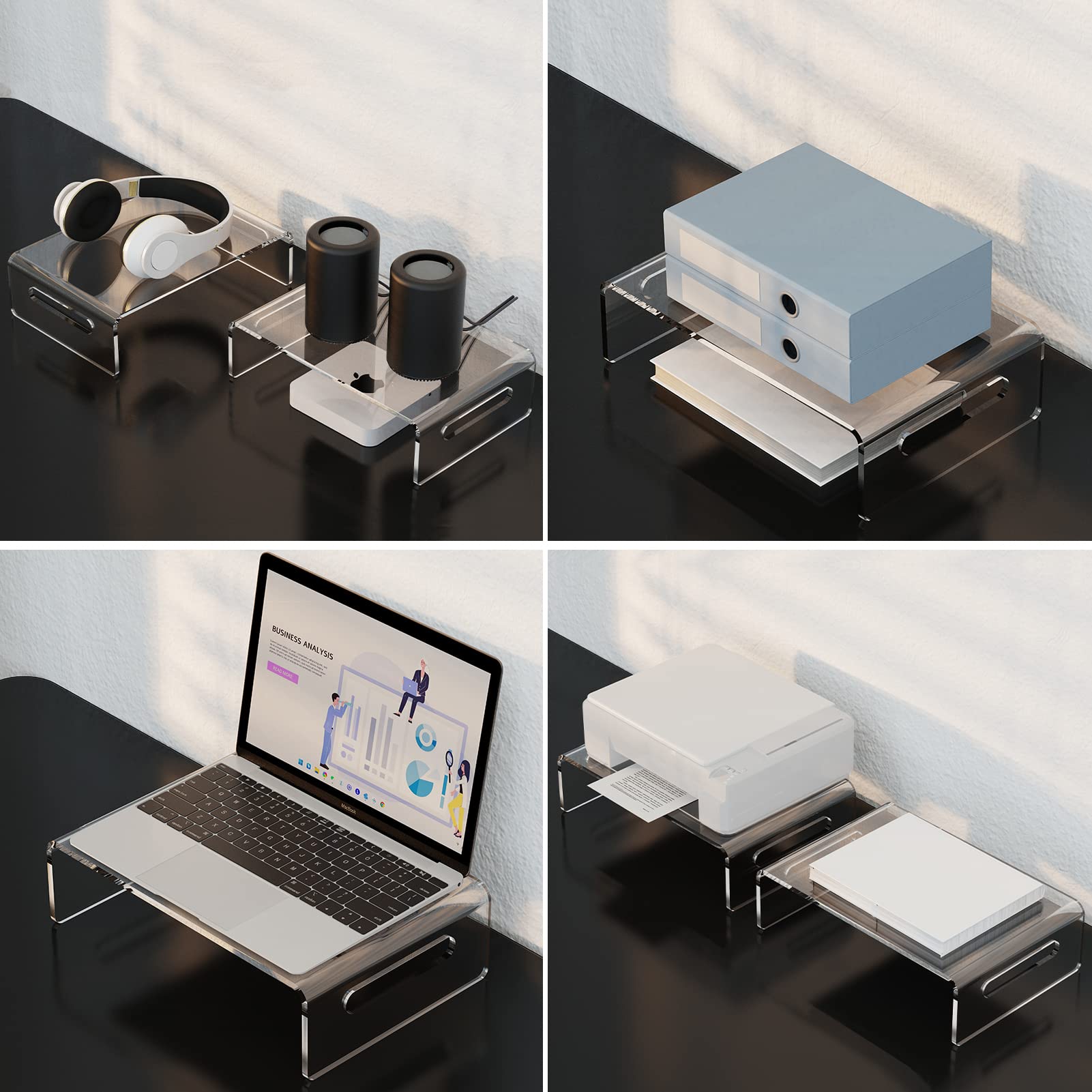Zimilar 2 Pack Monitor Stand Riser, Acrylic Monitor Stand For Computer, Laptop, Printer, Notebook, Premium Clear Laptop Stand Ac