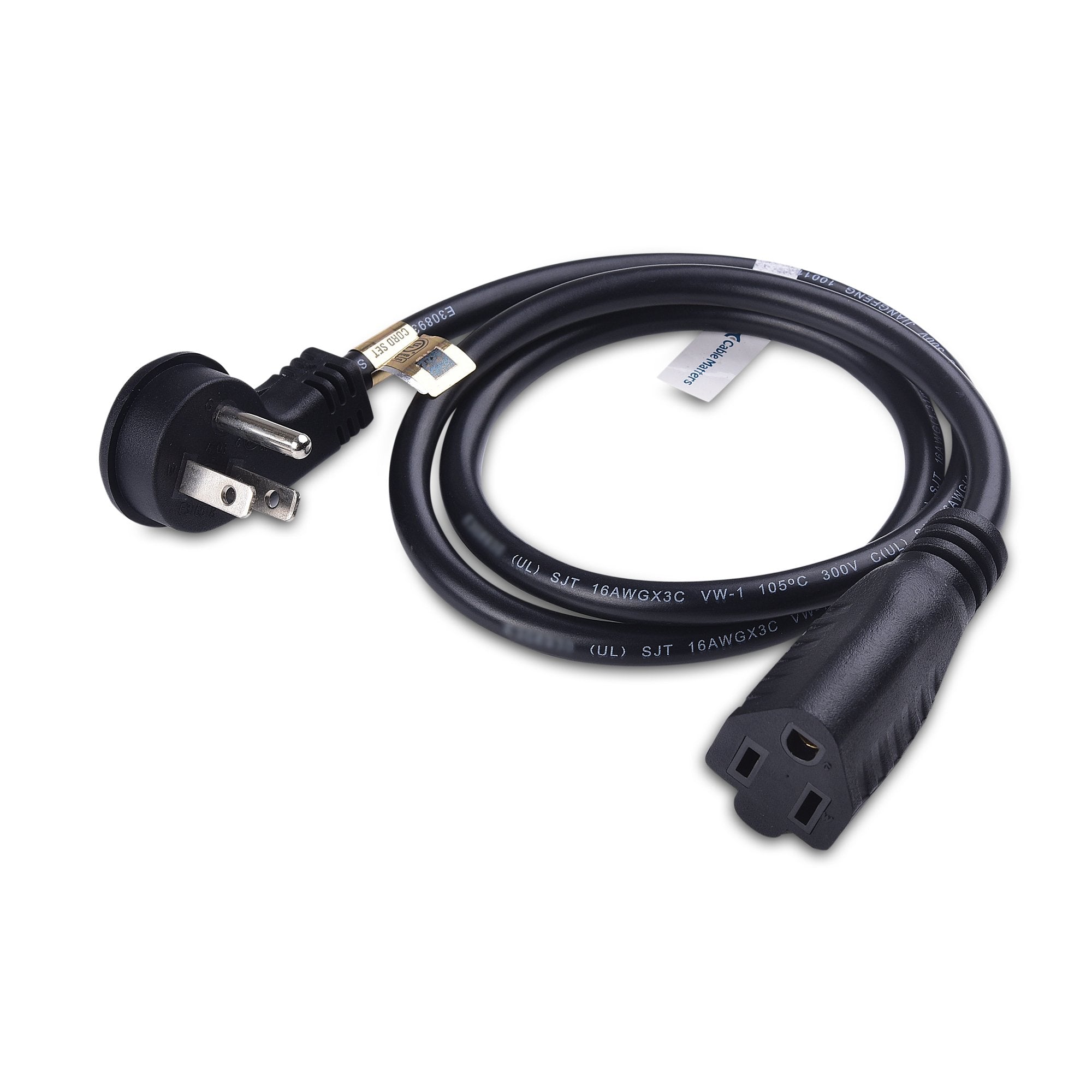 Cable Matters 2 Pack Low Profile Flat Plug Extension Cord (Power Extension Cable) 3 Feet (Nema 5 15P To Nema 5 15R)