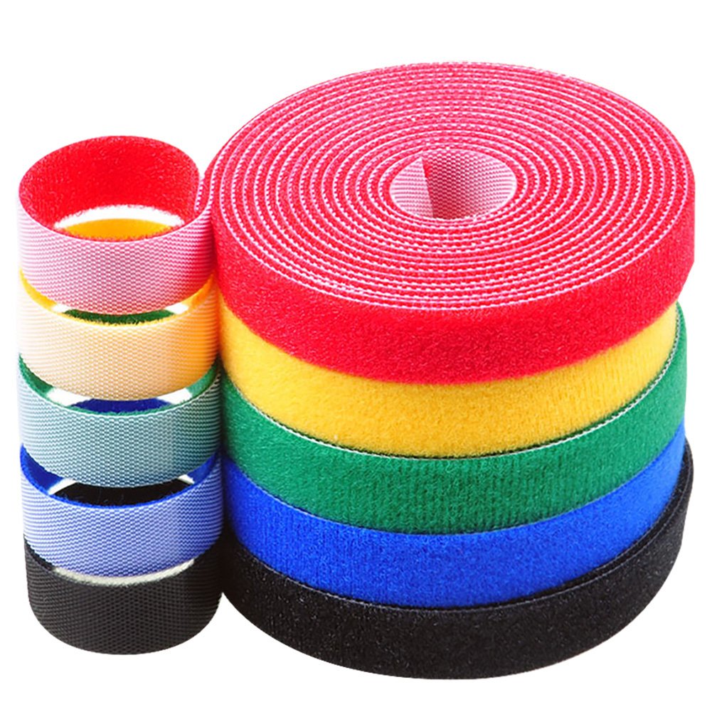 Darller 5 Roll Reusable Cable Straps Cable Ties Hook & Loop Nylon Fastening Tape Wire Organizer For Cords Cable Management (Tota