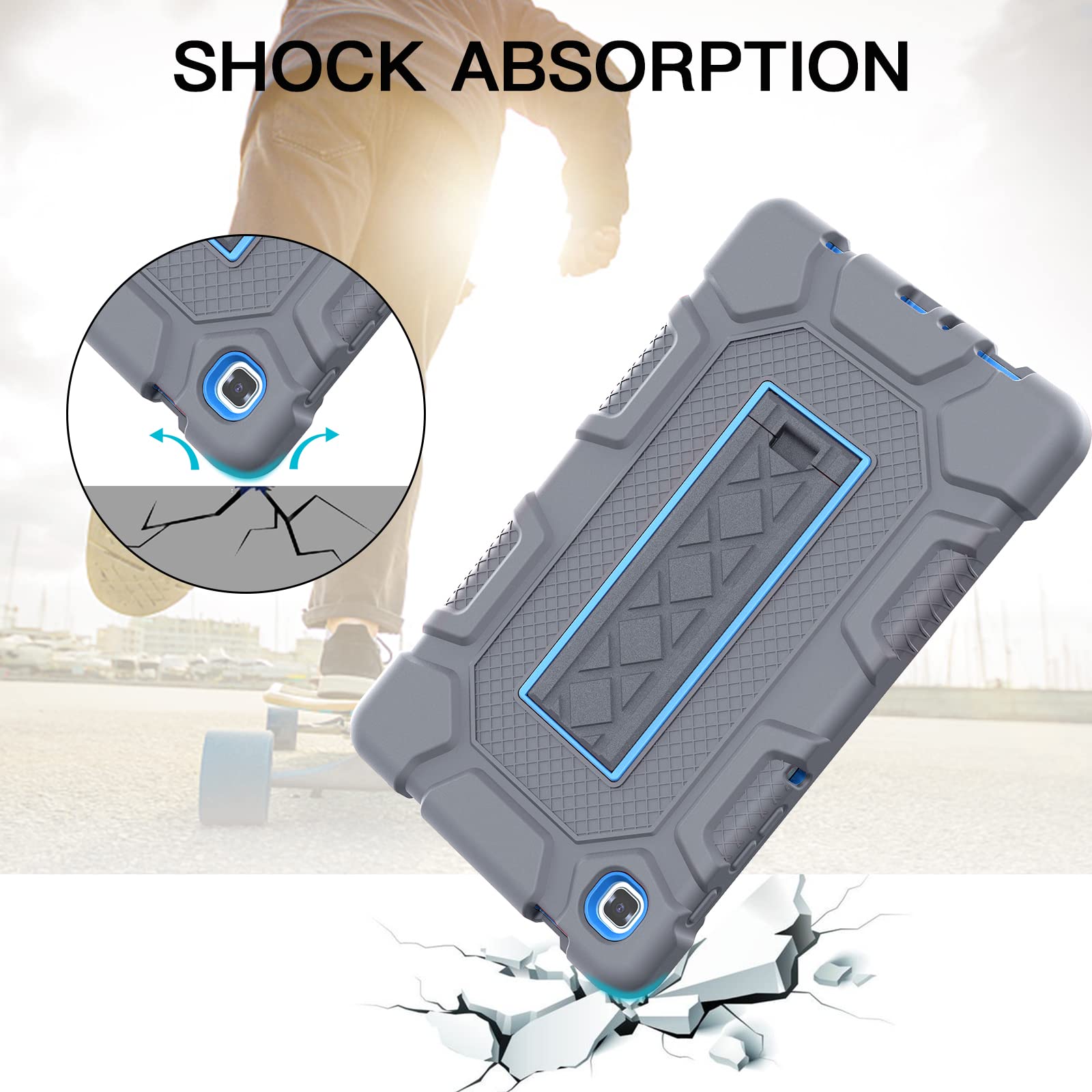Azzsy Case For Samsung Galaxy Tab A7 Lite 8.7 Inch 2021 (Sm T220/T225), Slim Heavy Duty Shockproof Rugged High Impact Protective