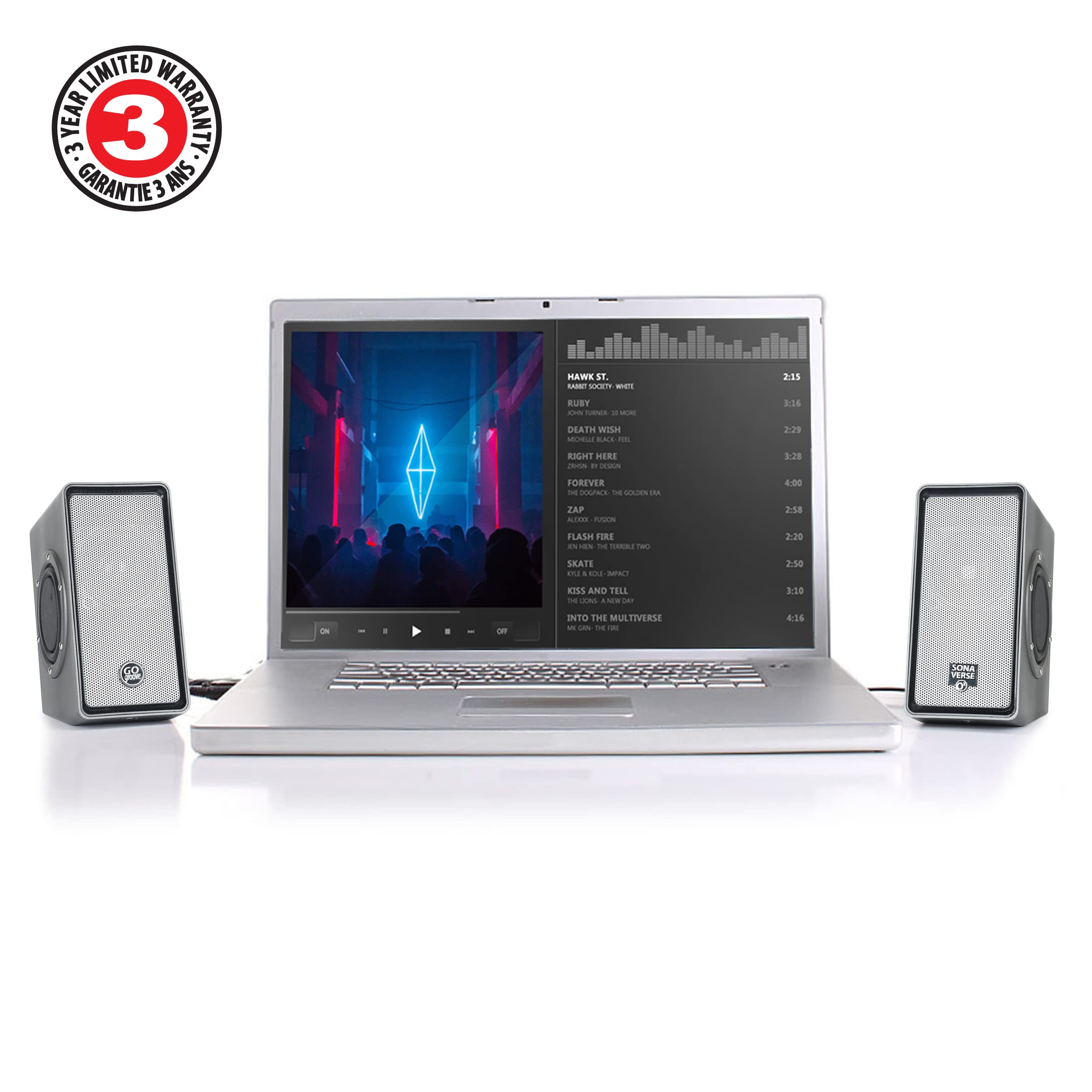 Gogroove Laptop Computer Speakers - Sonaverse O2 Usb Powered Desktop Speakers With Dual Passive Bass Woofers, Built-In Volume Di