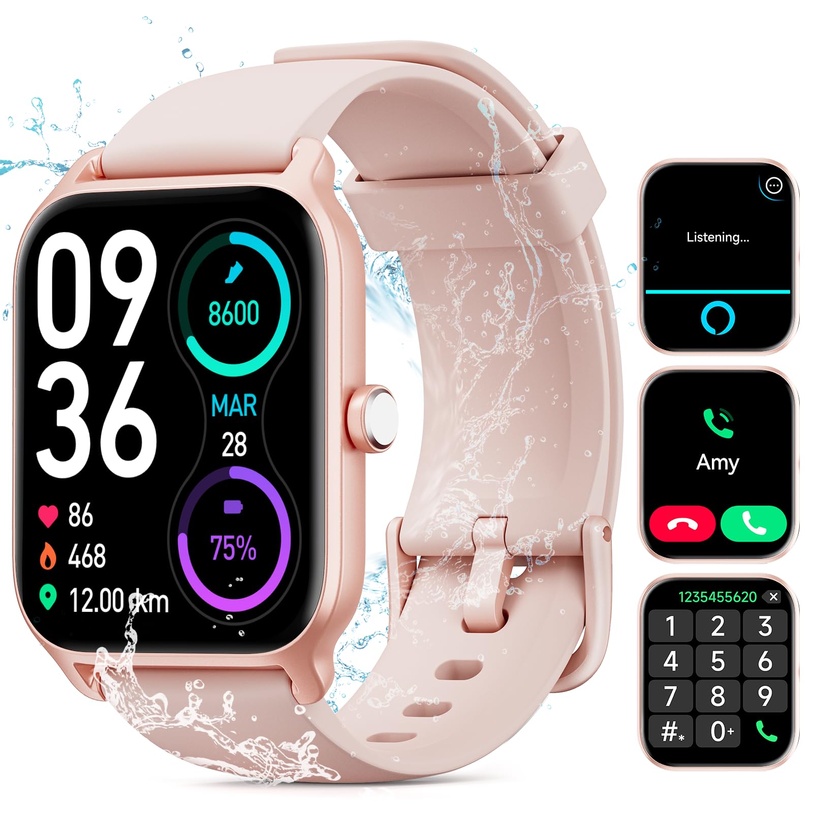 Smart Watch For Women Men, Smartwatch 1.8'' Alexa Fitness Tracker Ip68 Waterproof Smart Watches For Women Compatible For Android