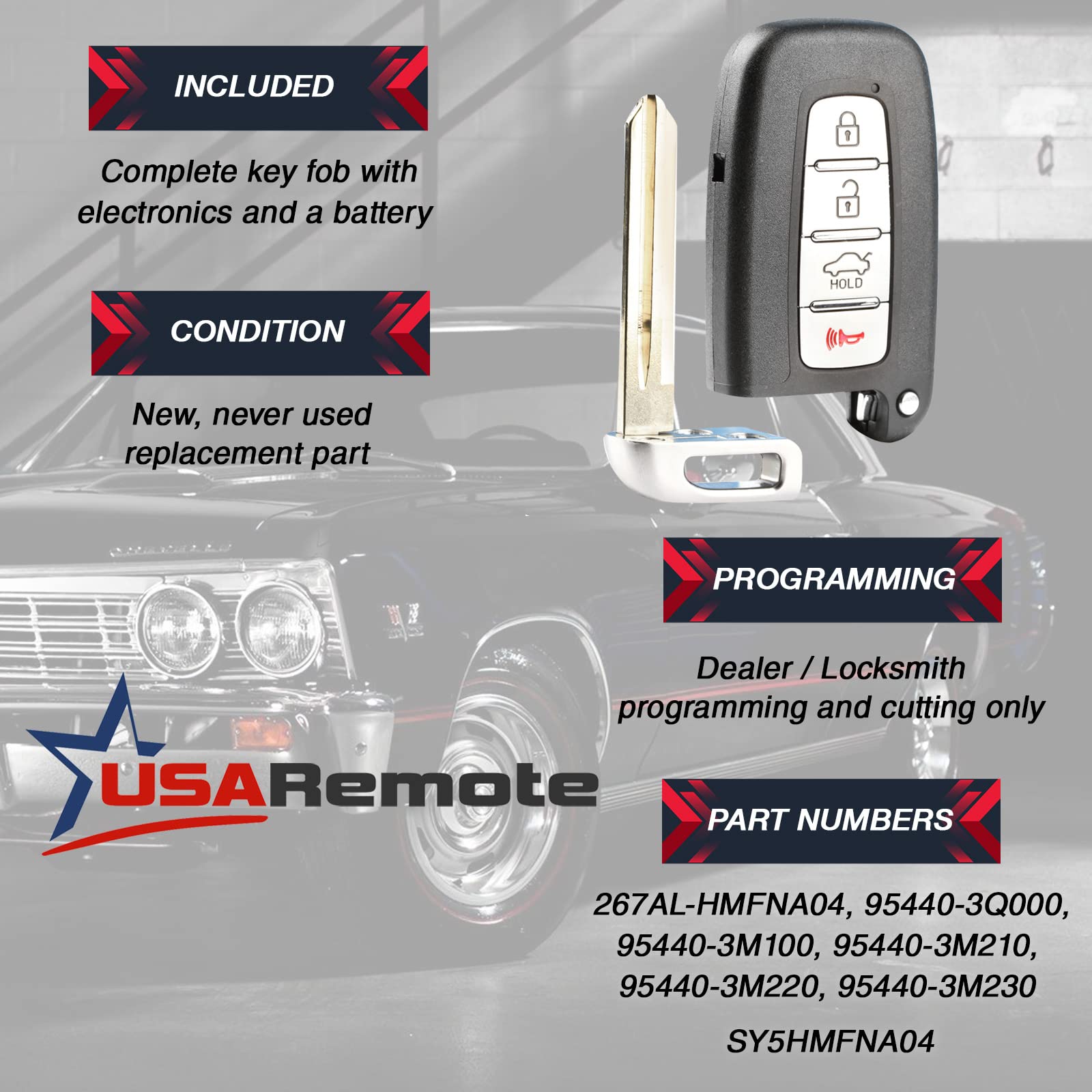 Key Fob Fits Hyundai Kia Smart Keyless Entry Remote 2010 2011 2012 2013 2014 2015 (Sy5Hmfna04)