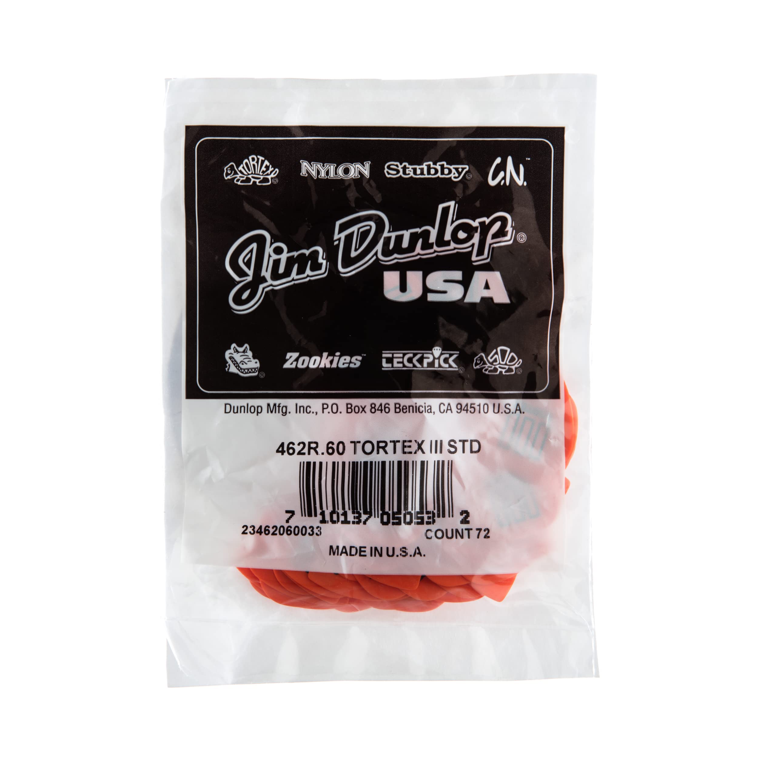 Dunlop 462R.60 Tortex Tiii, Orange, .60Mm, 72/Bag