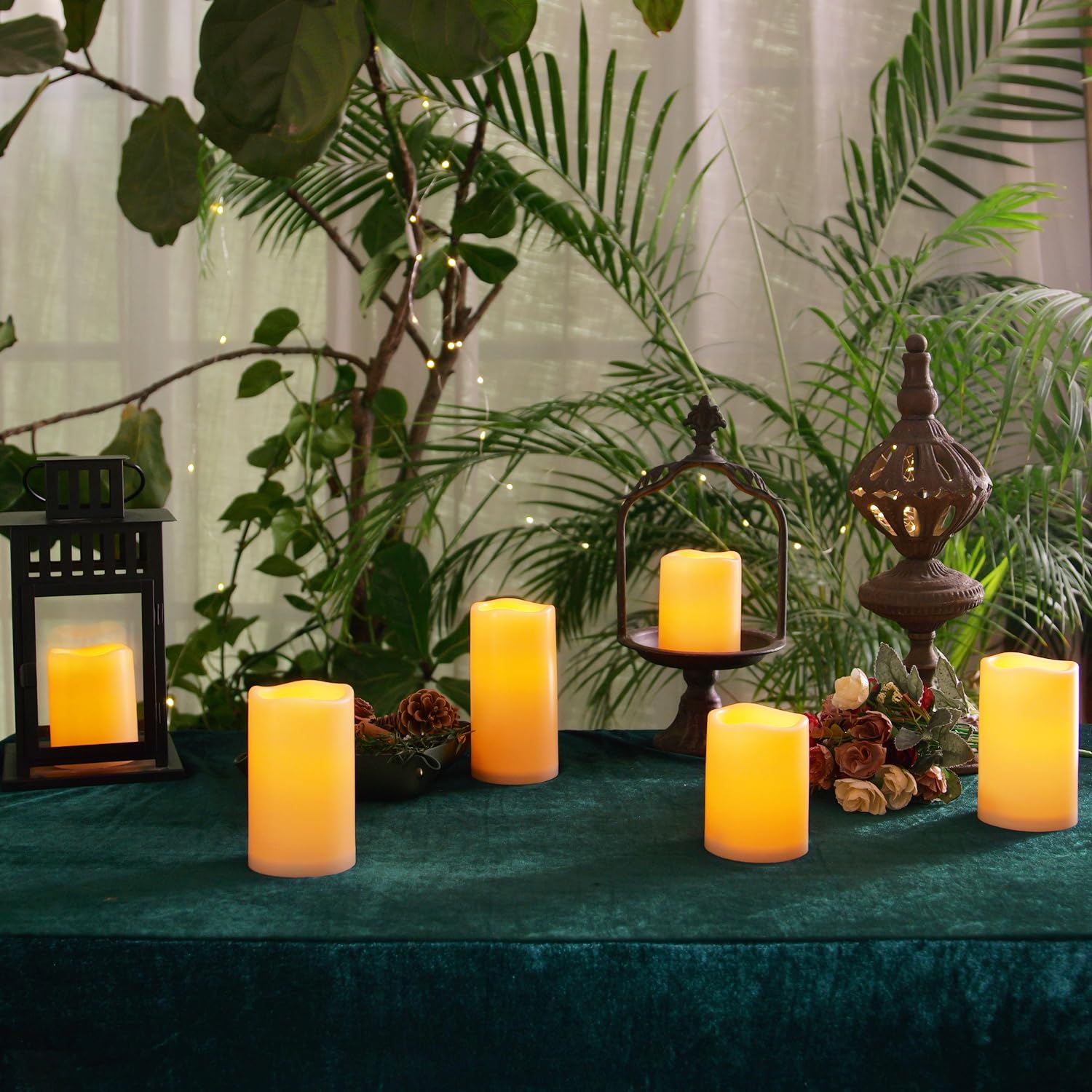 Homemory 9 Pack Flameless Candles, Outdoor Waterproof, Battery Operated Led Pillar Candles With Remote Control And Timer, Plasti