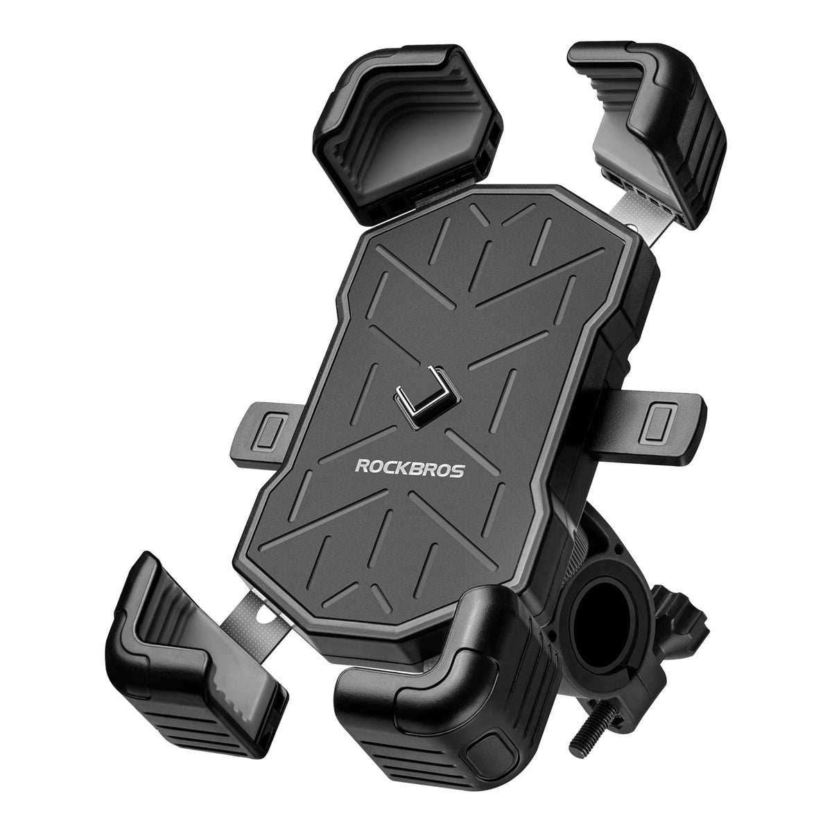 Rockbros Motorcycle Phone Holder Mount, Compatible With 4.5-7.1 Inch Smartphones, Quick Release Handlebar Clamp, 360 Rotatable, 