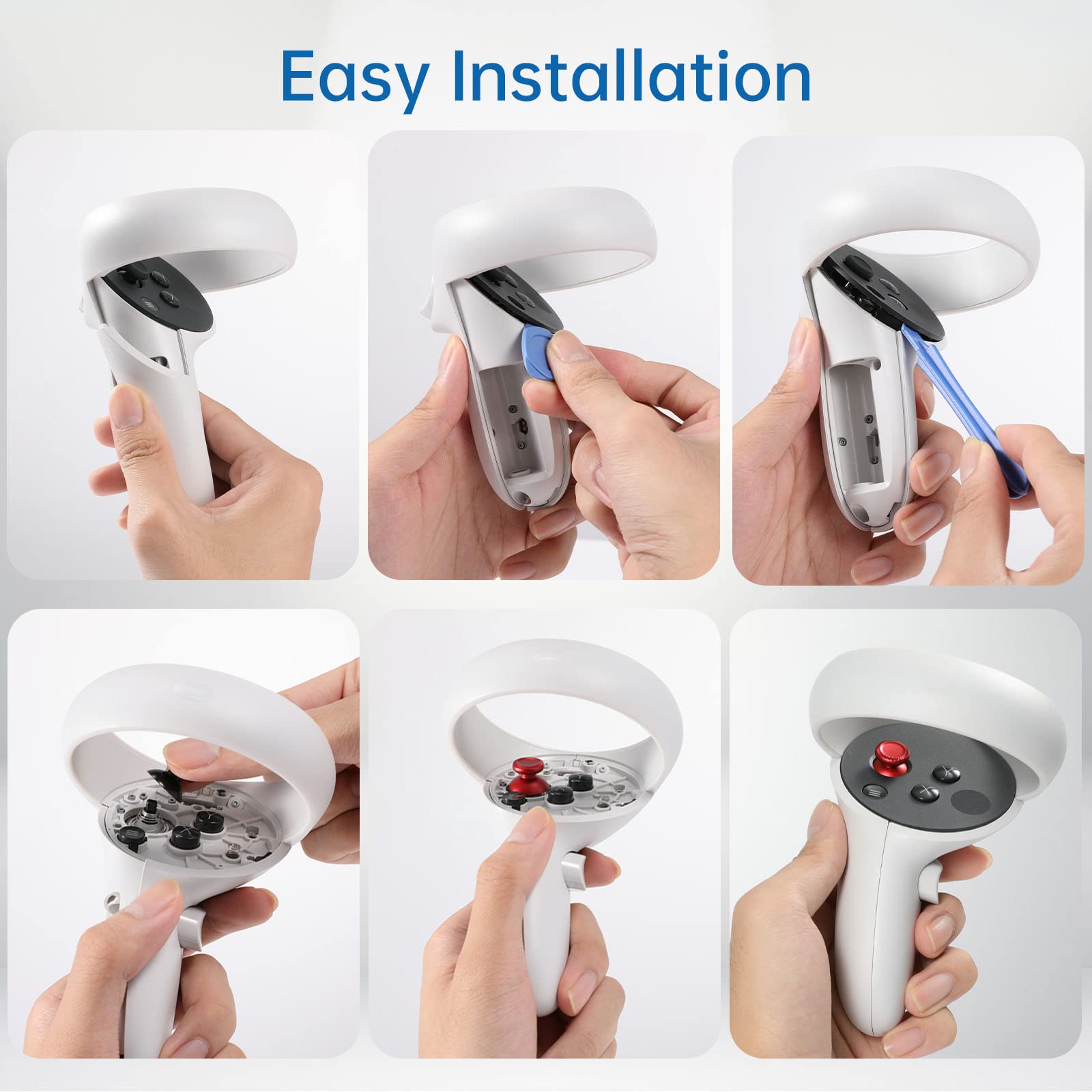 Vrbrother 2Pcs Replacement Rocker Metal Analog Joystick Thumbstick Mushroom Caps Repair For Meta Oculus Quest 2 (Black)