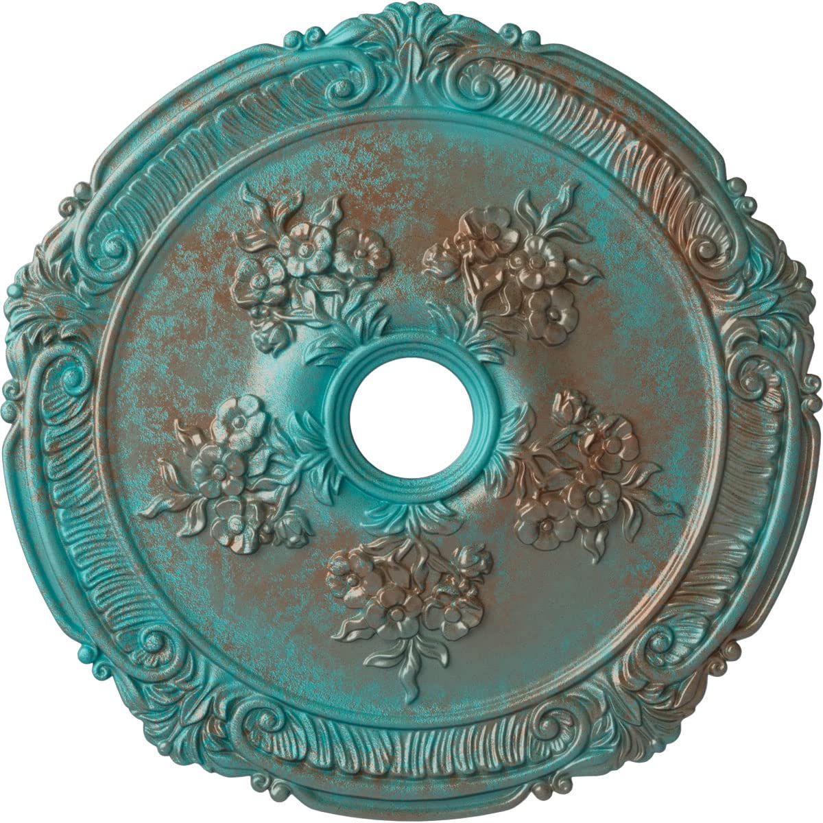 Ekena Millwork Cm26Atcgs Attica With Rose Ceiling Medallion, 26''Od X 3 3/4''Id X 1 1/2''P, Hand Painted Copper Green Patina