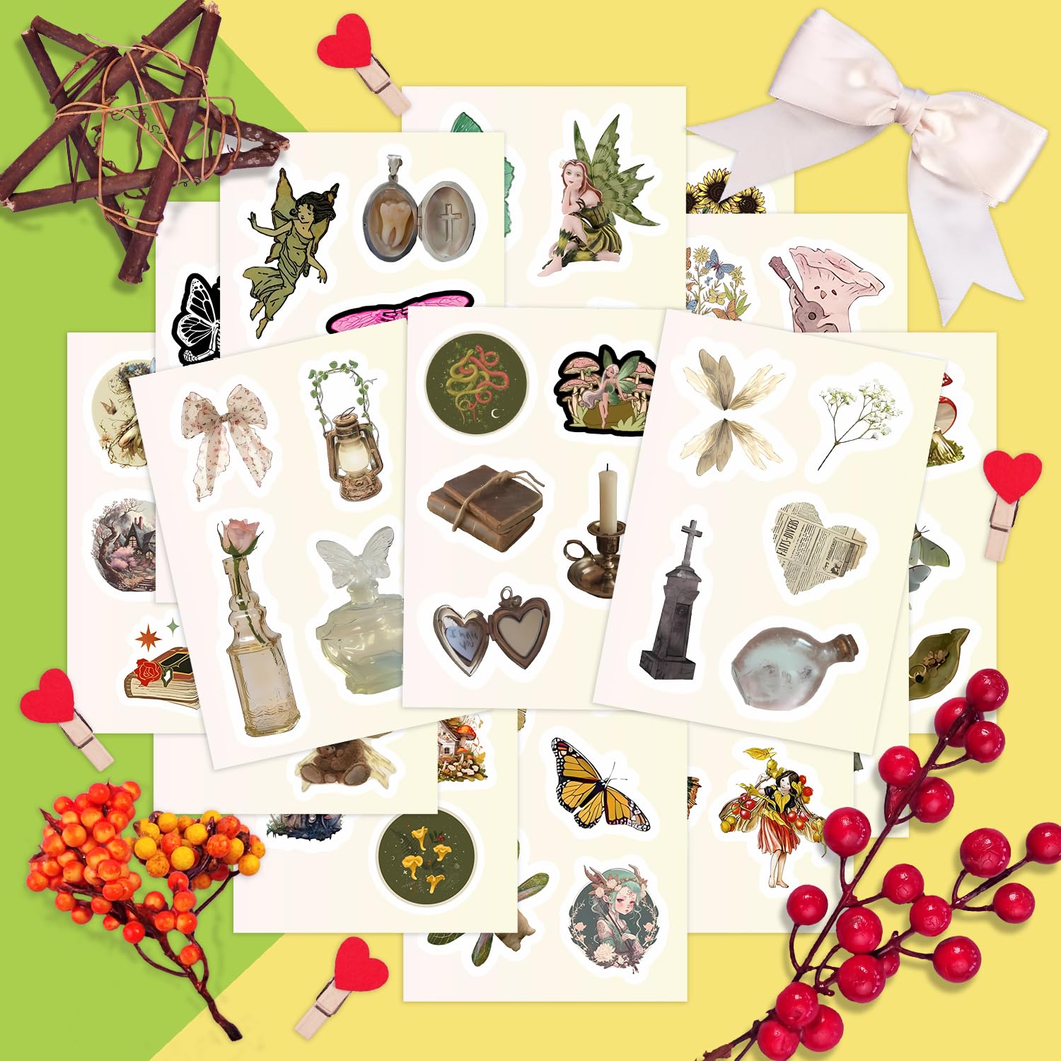 100Pcs Fairycore Stickers For Water Bottle And Laptop   Fairycore Party Favors & Decorations, Waterproof Vinyl Decals, Fantasy A